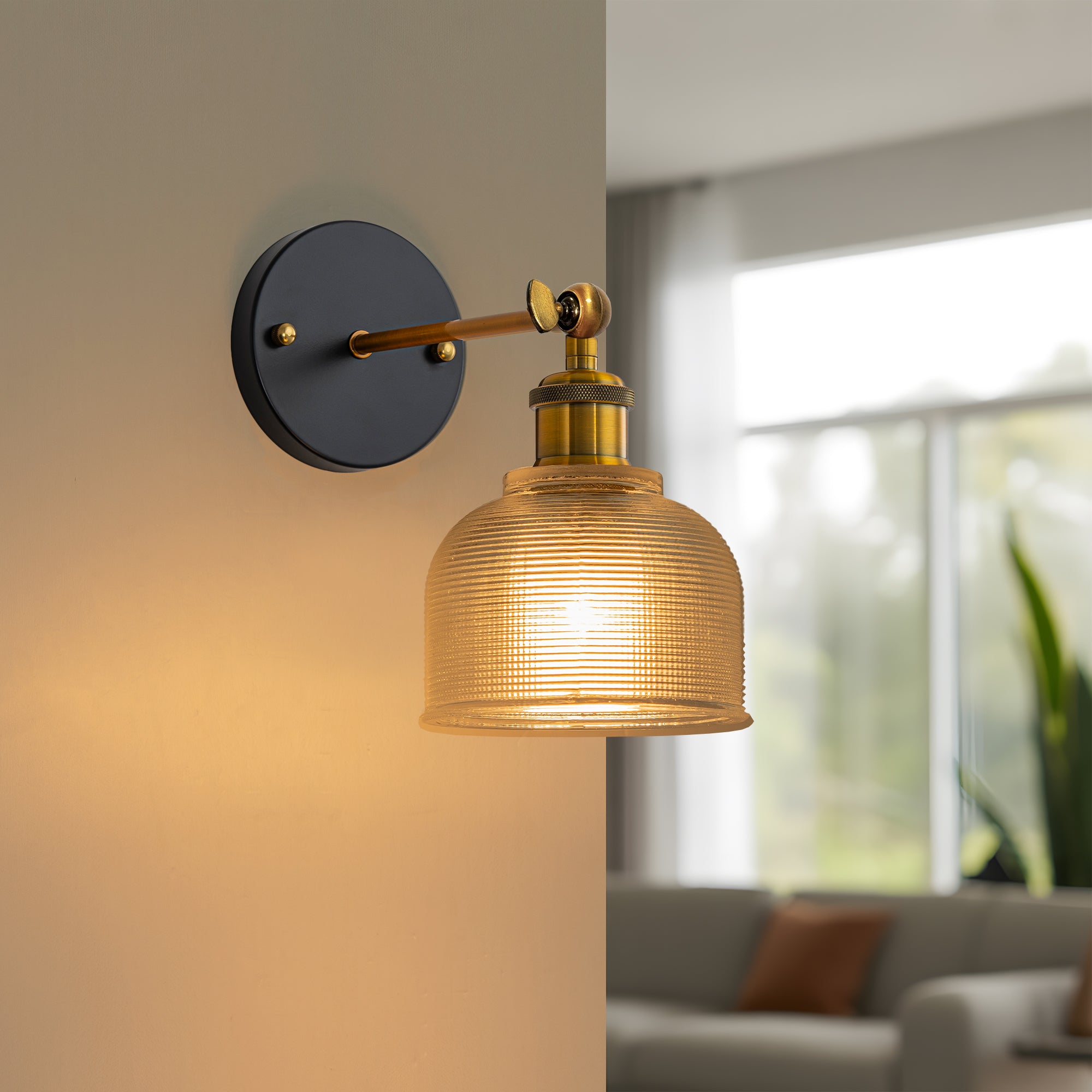 Clear Glass Rechargeable Wall Lights Set of Two