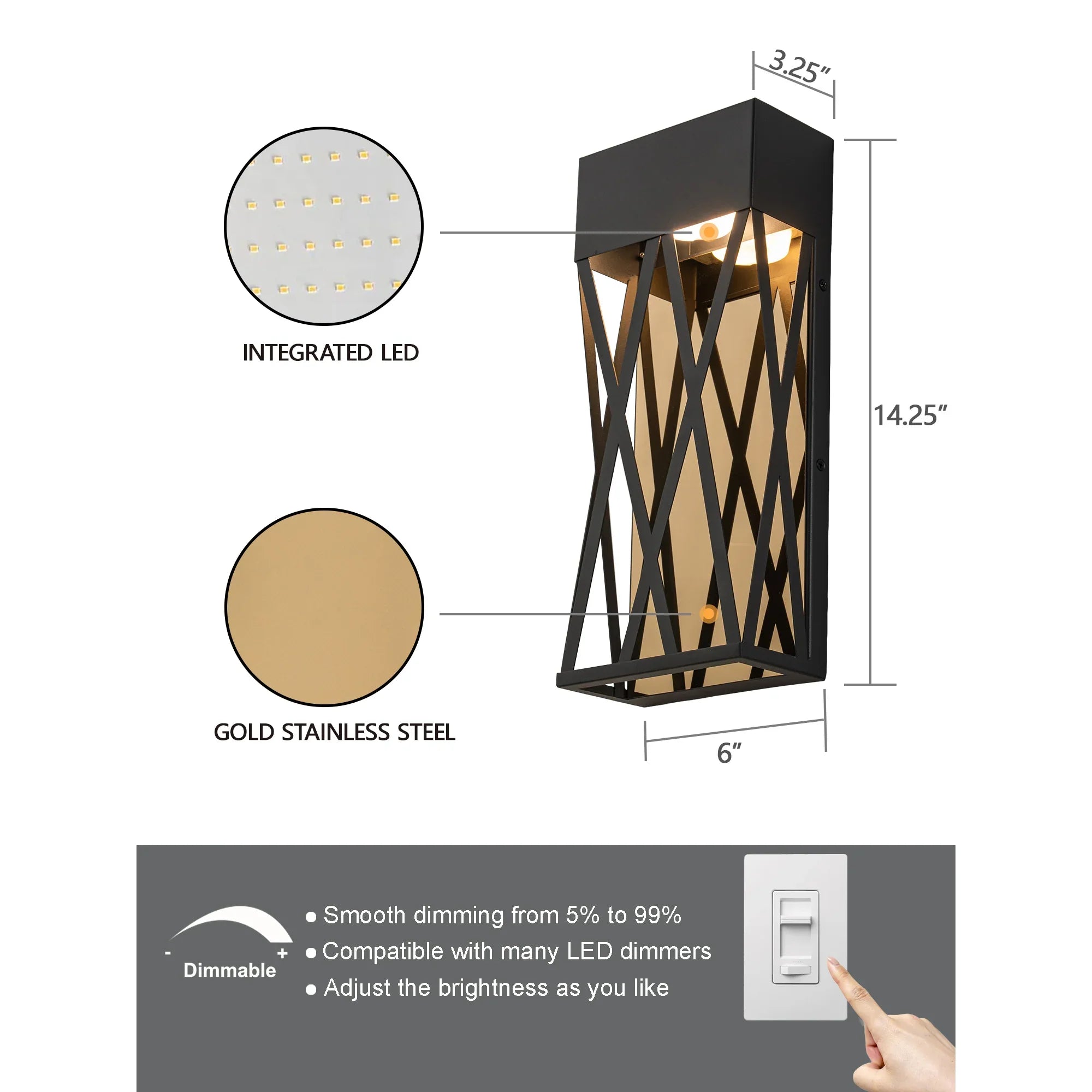 14" Black LED Outdoor Wall Lights with Gold Interior - FTL Outdoor Wall Lighting LED Light Bulbs