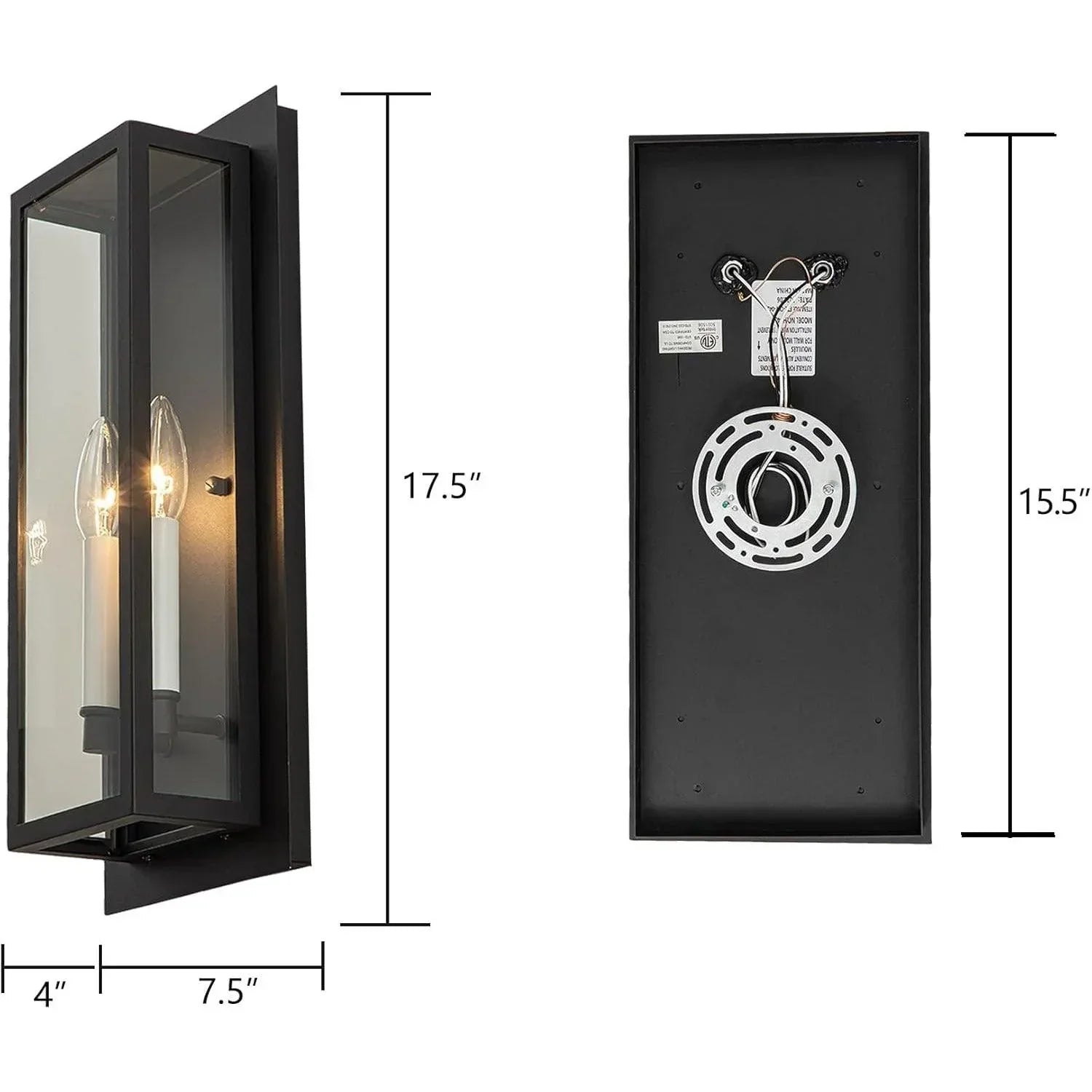 17.5" Black Outdoor Wall Light
