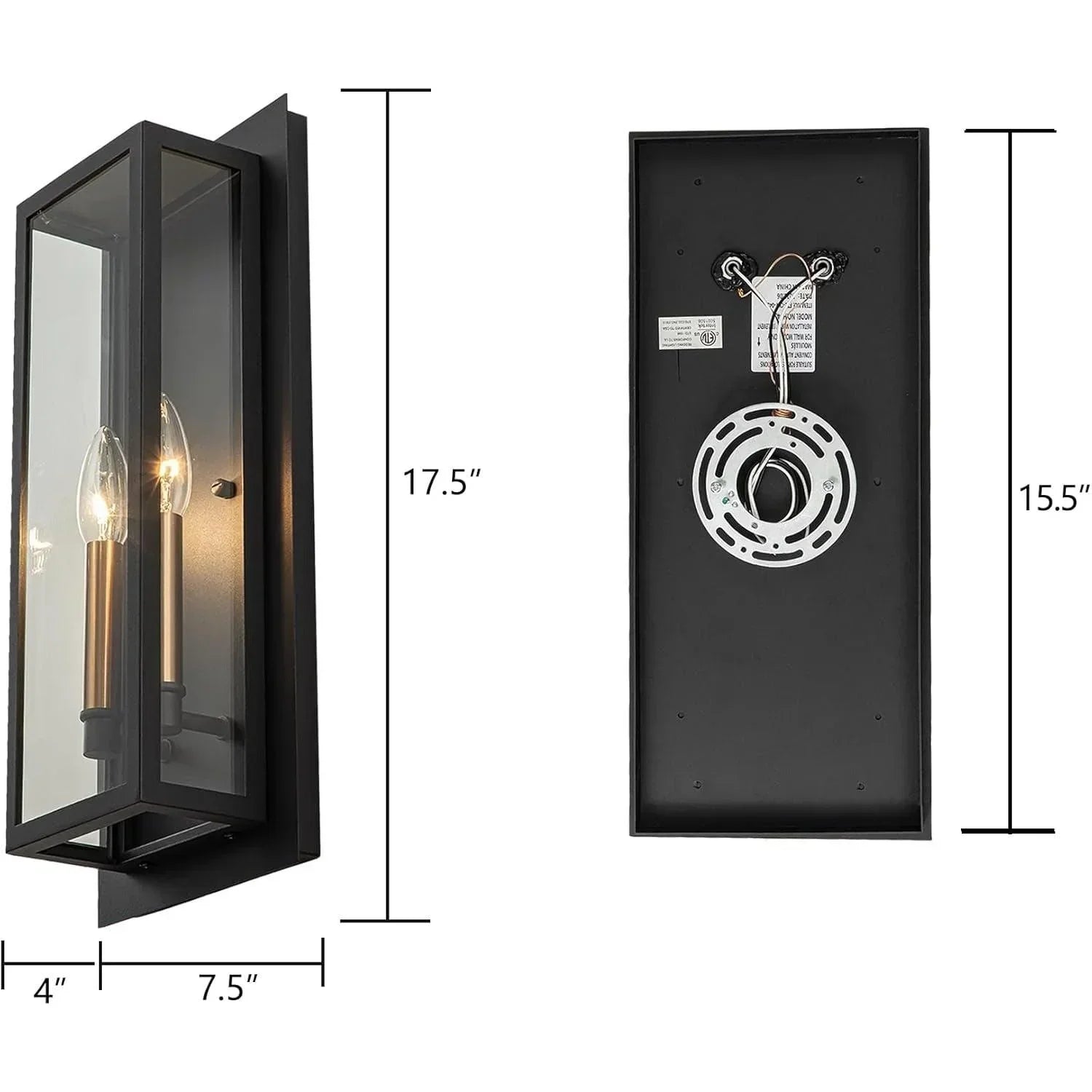 17.5" Black Outdoor Wall Light
