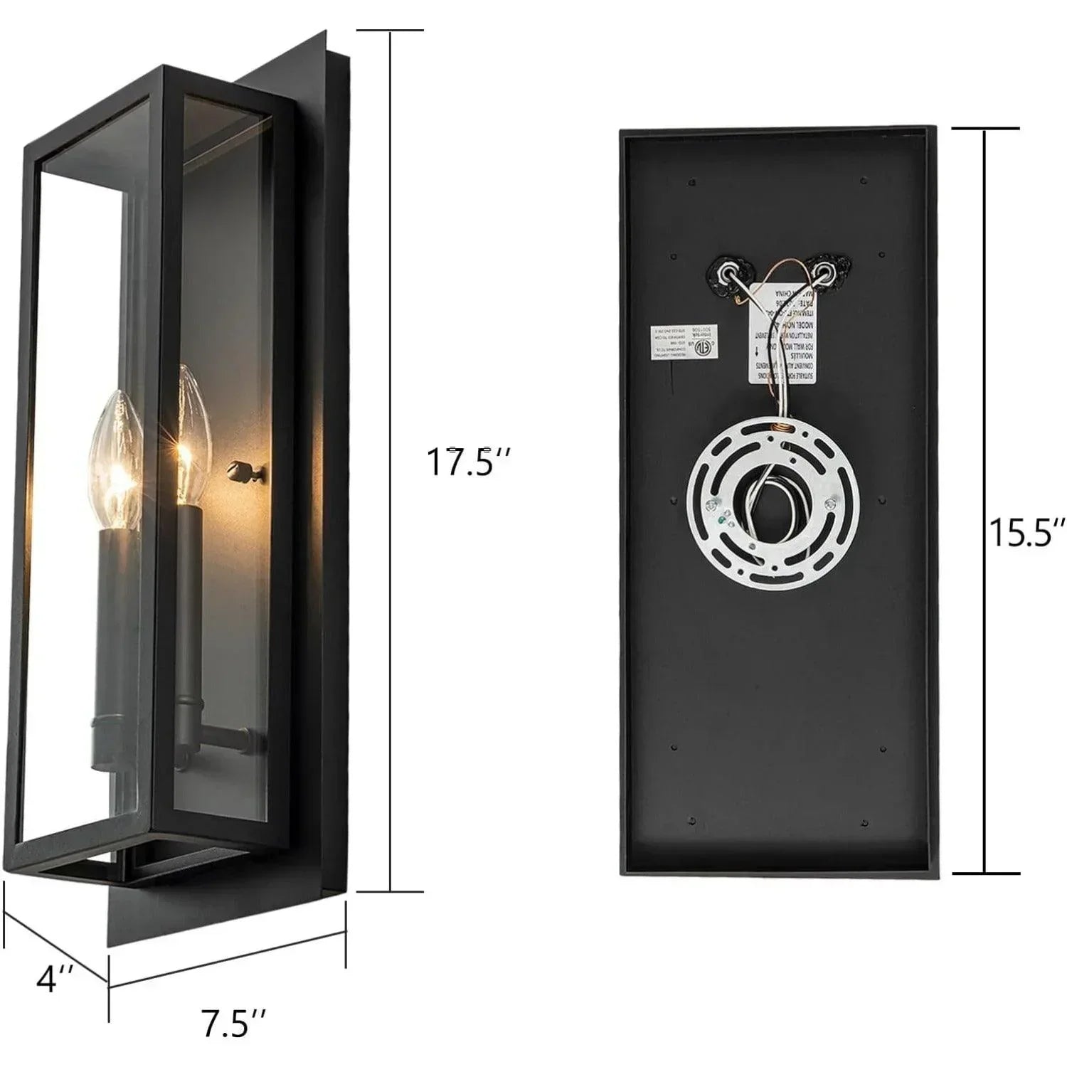 17.5" Black Outdoor Wall Light