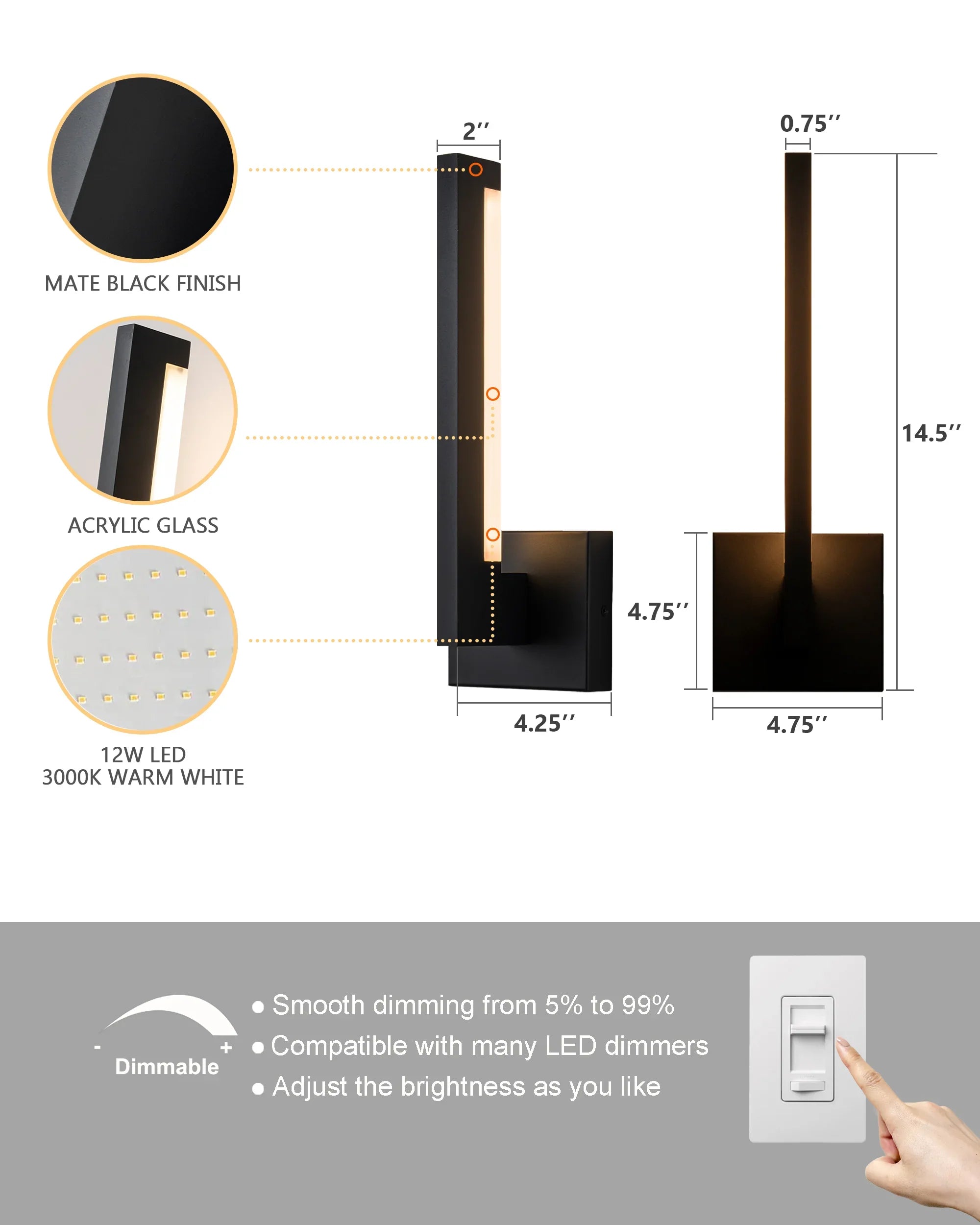 13" LED Outdoor wall Lights (set of 2)