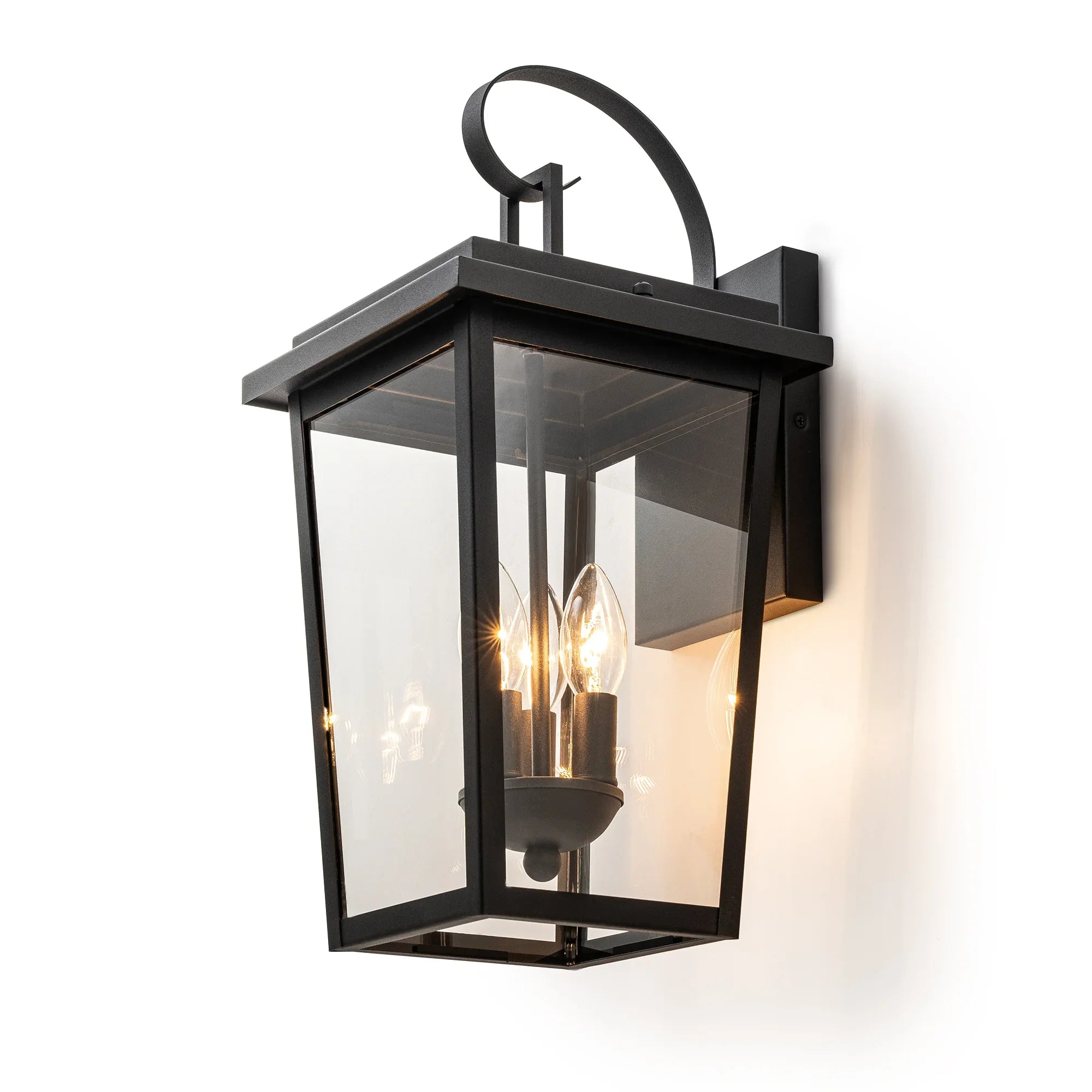 Matte Black Outdoor Wall Lights with Clear Glass - FTL Outdoor Wall Lighting LED Light Bulbs
