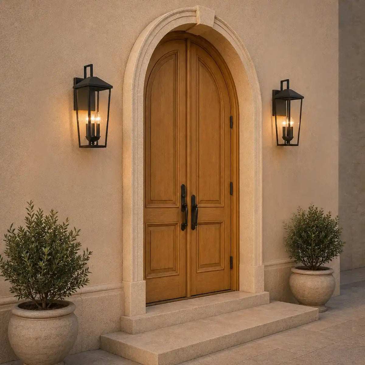 22.5” Outdoor Wall Light – Black Lantern with Clear Glass