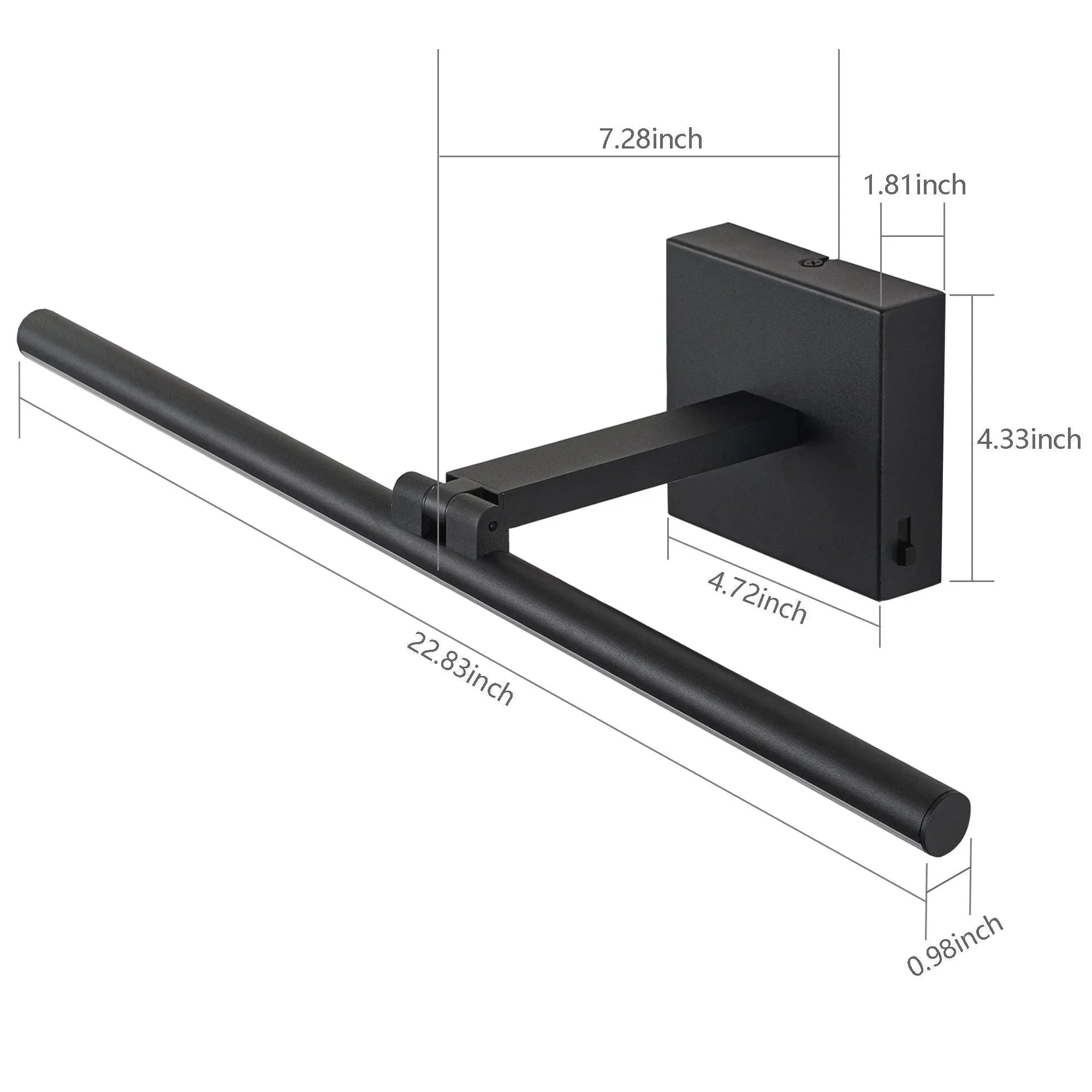 22.8" 5CCT Dimmable Black LED Bath Bar 180° Adjust