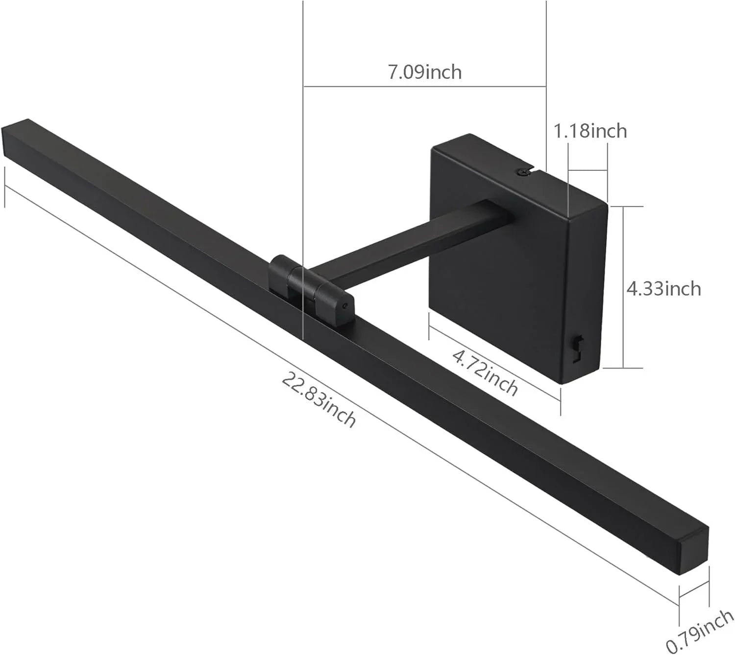 22.8" 5CCT Dimmable Black LED Bath Bar 180° Adjust