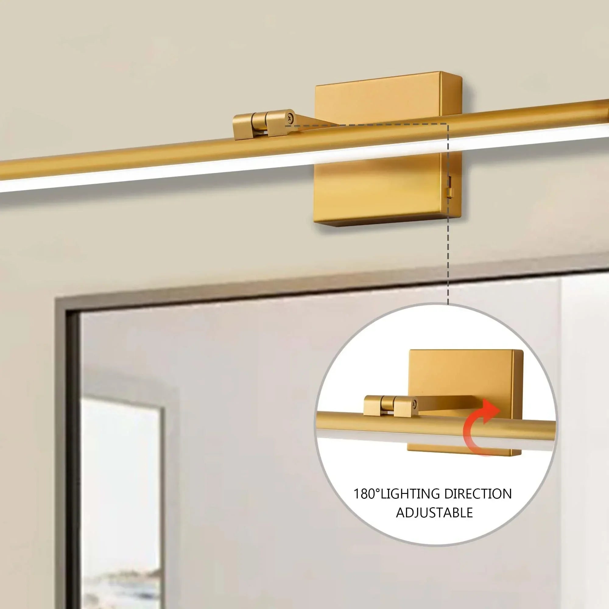 22.8" 5CCT Dimmable Black LED Bath Bar 180° Adjust