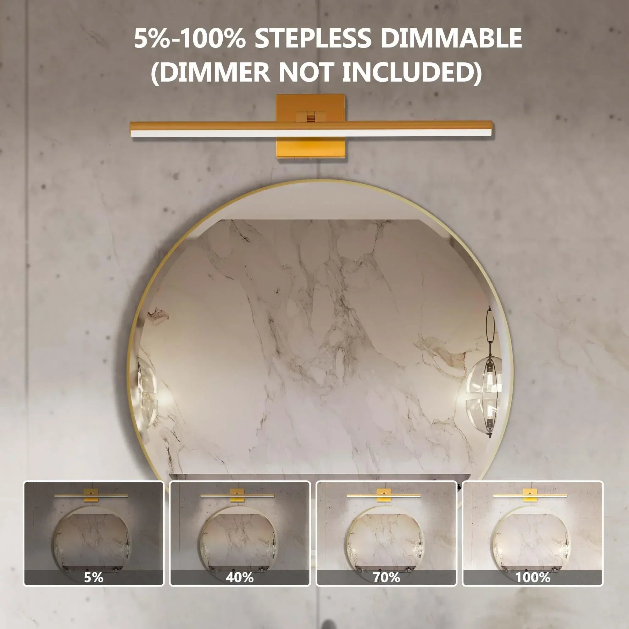 22.8" 5CCT Dimmable Black LED Bath Bar 180° Adjust