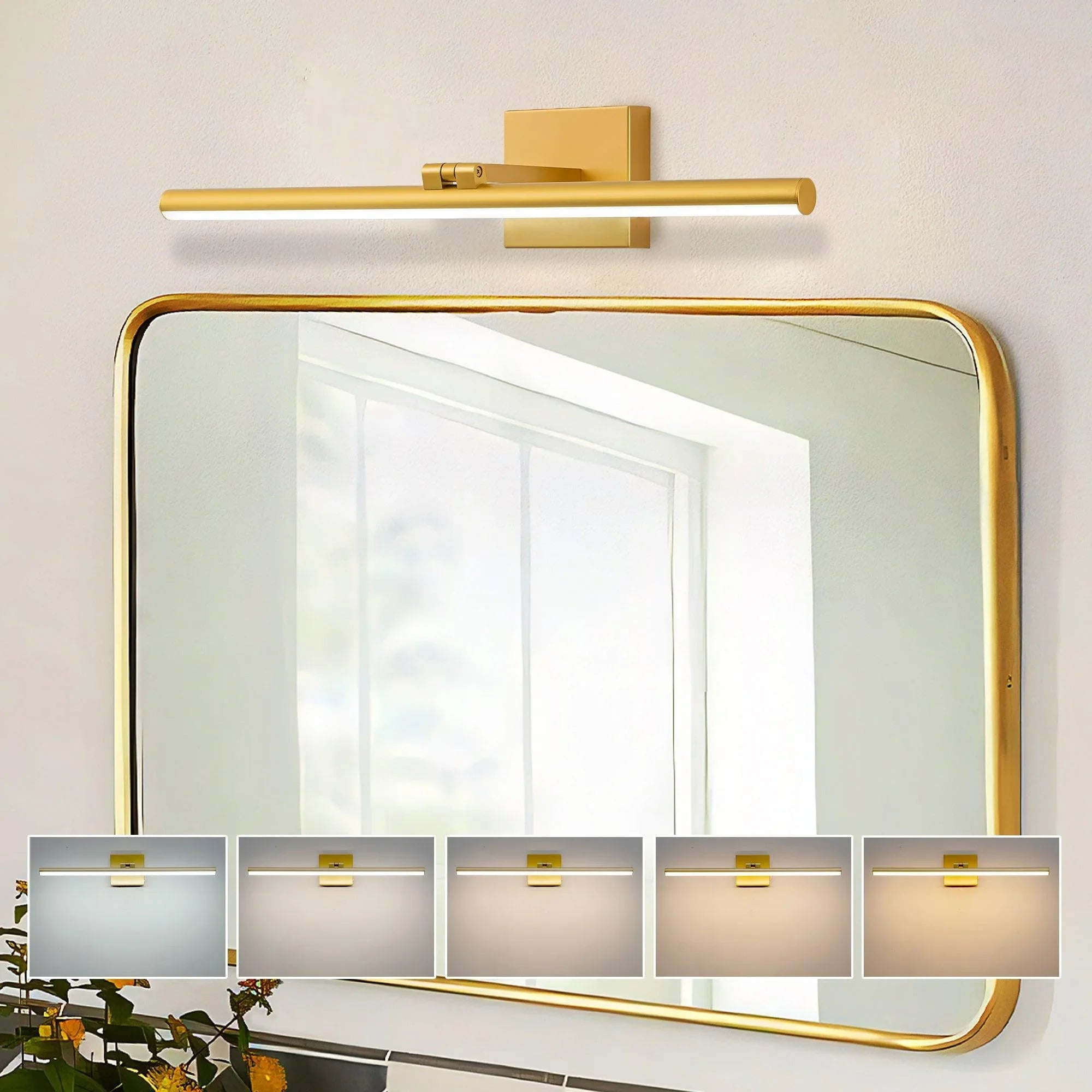 22.8" 5CCT Dimmable Black LED Bath Bar 180° Adjust