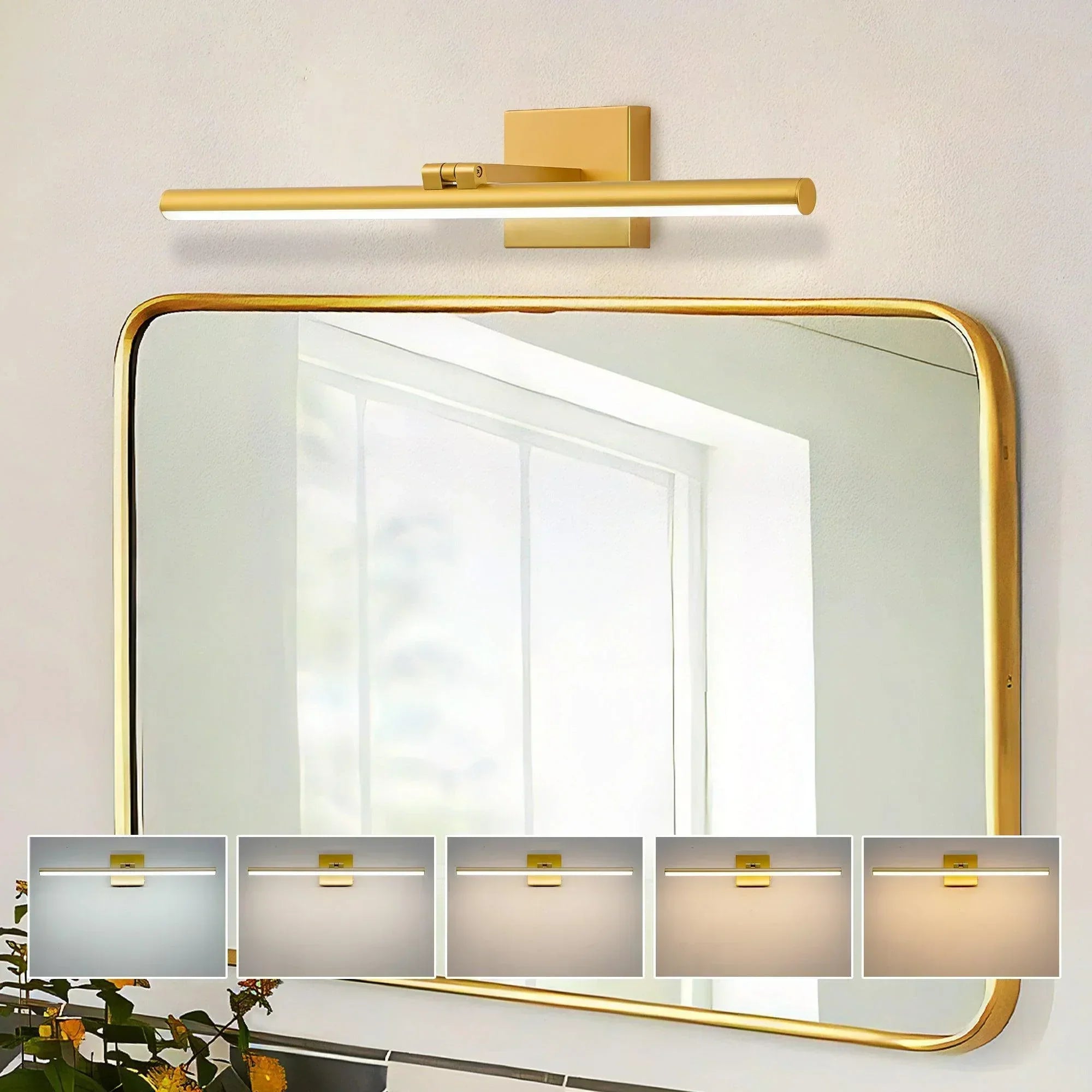 22.8" 5CCT Dimmable Black LED Bath Bar 180° Adjust