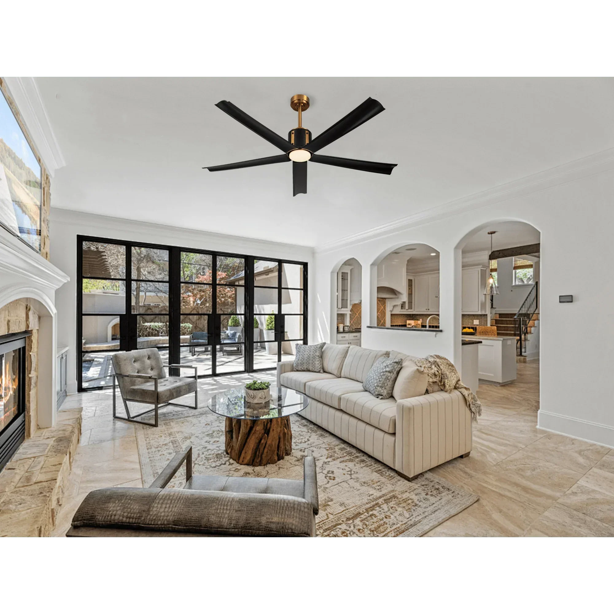 60" White Ceiling Fan with LED Lights and Remote - FTL Outdoor Wall Lighting LED Light Bulbs