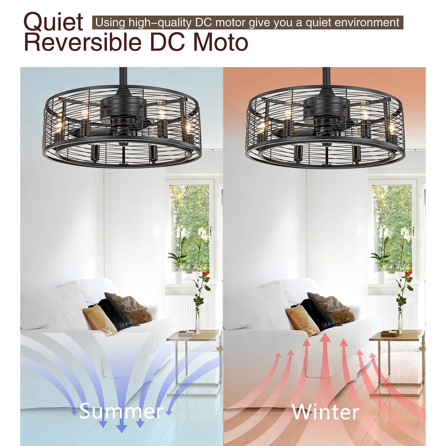 20” Stripped Caged Ceiling Fans with Light and Remote - FTL Outdoor Wall Lighting LED Light Bulbs