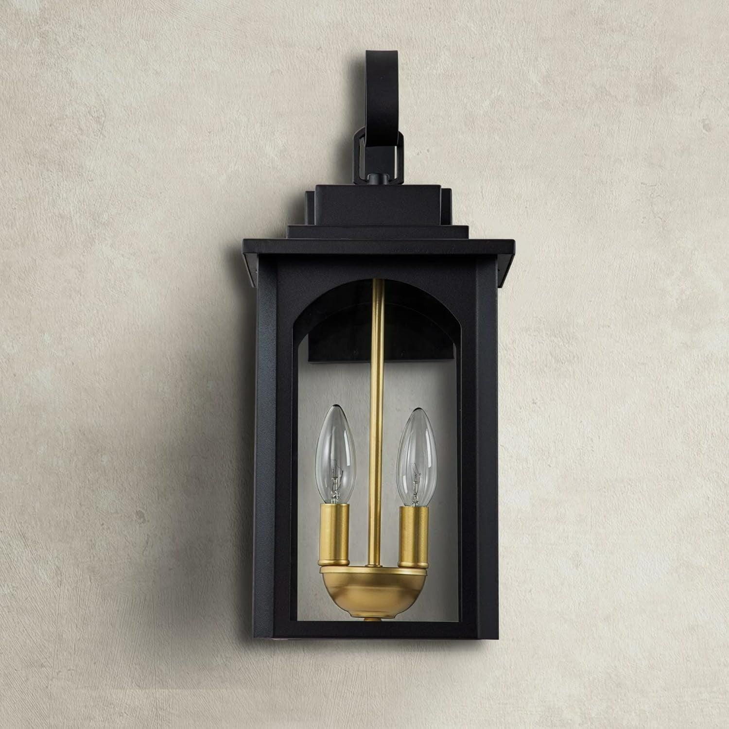 Black Outdoor Wall Lights with Gold Candelabra - FTL Outdoor Wall Lighting LED Light Bulbs