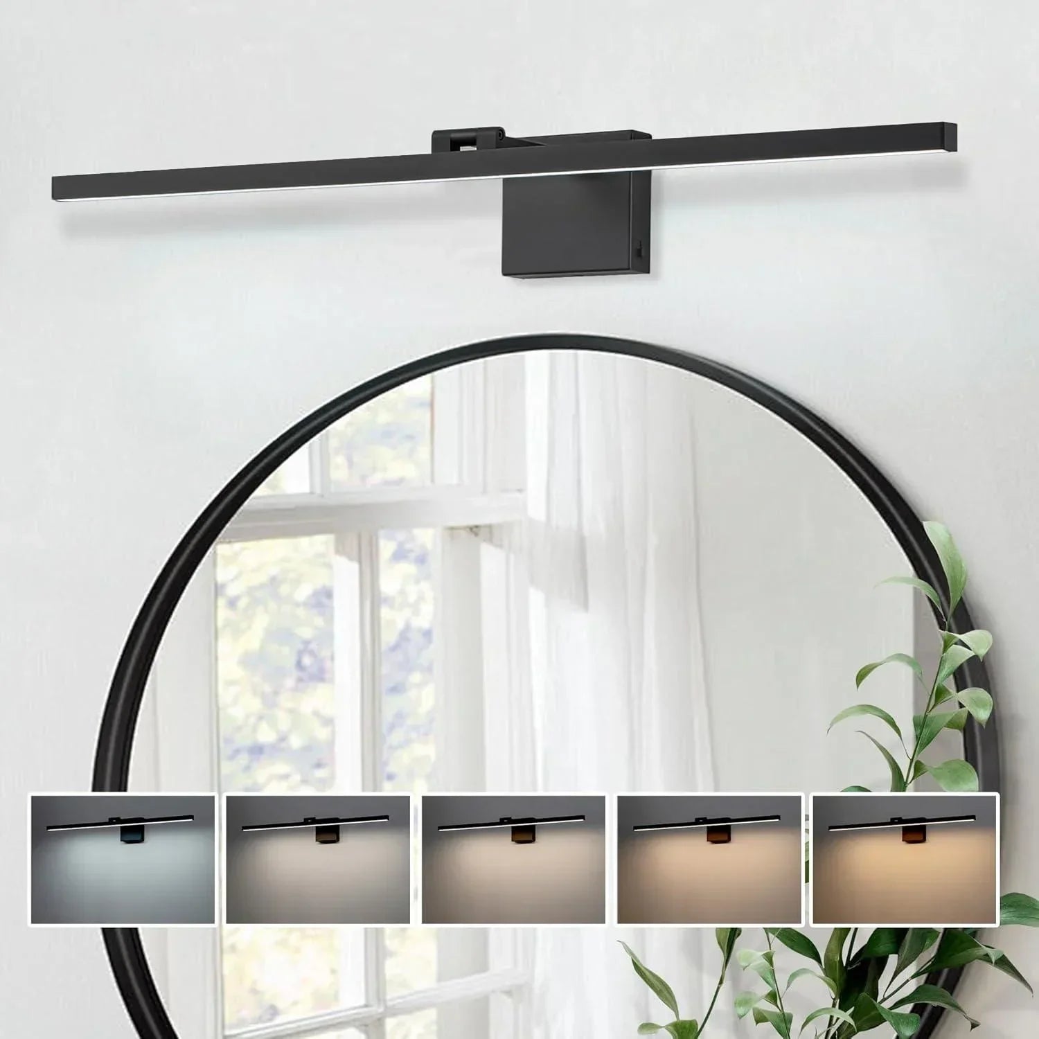 31.5" 5CCT Dimmable Black LED Bath Bar 180° Adjust
