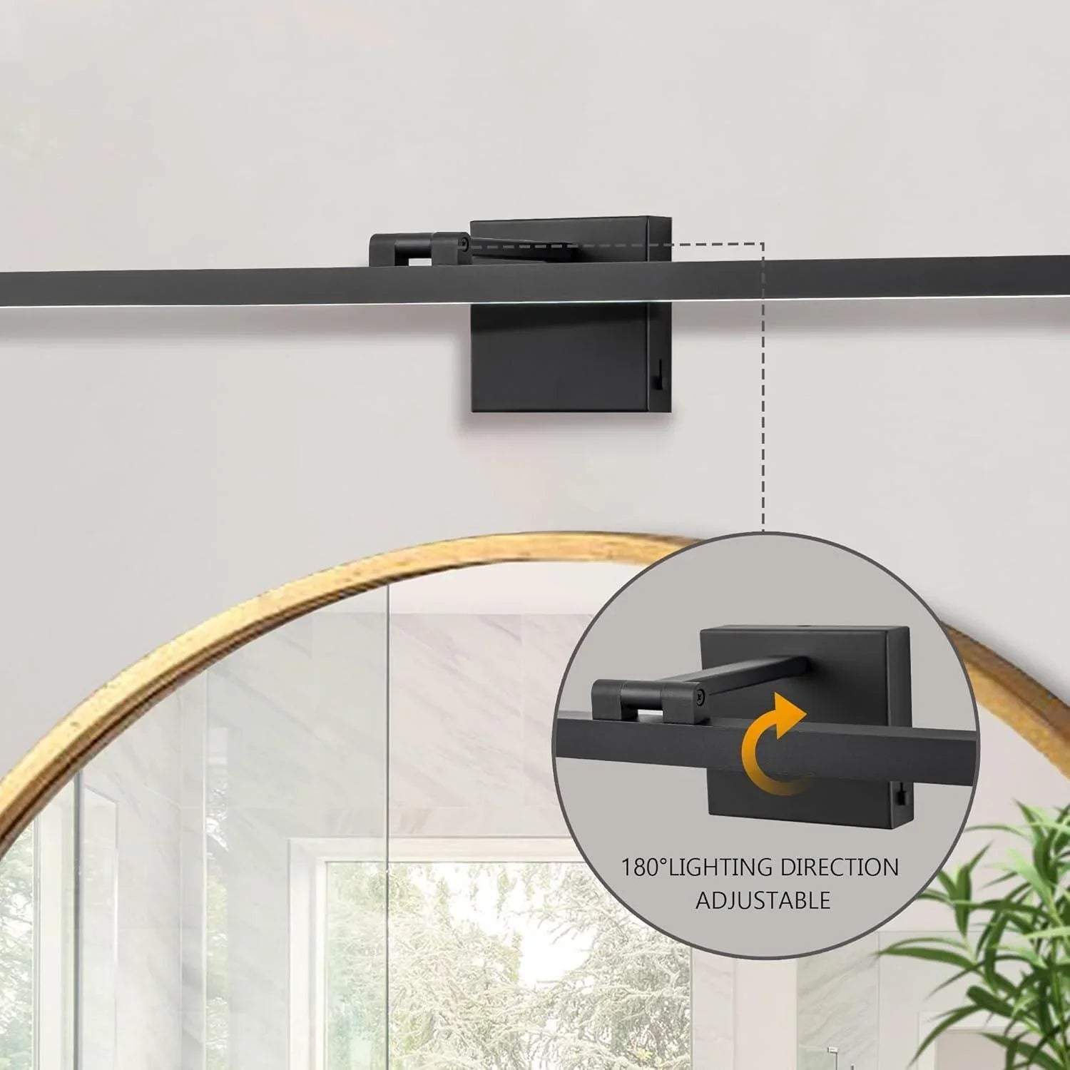 31.5" 5CCT Dimmable Black LED Bath Bar 180° Adjust