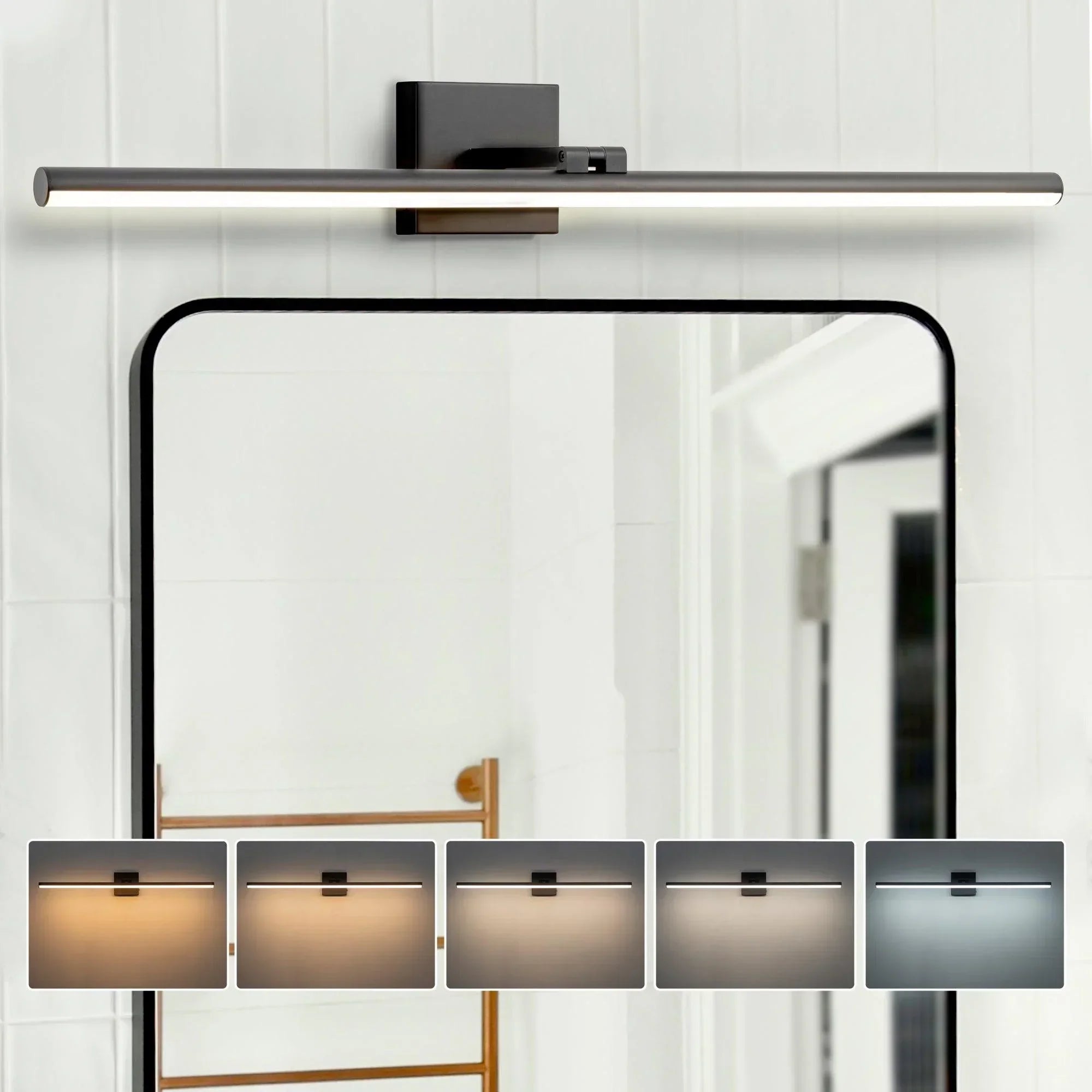 31.5" 5CCT Dimmable Black LED Bath Bar 180° Adjust