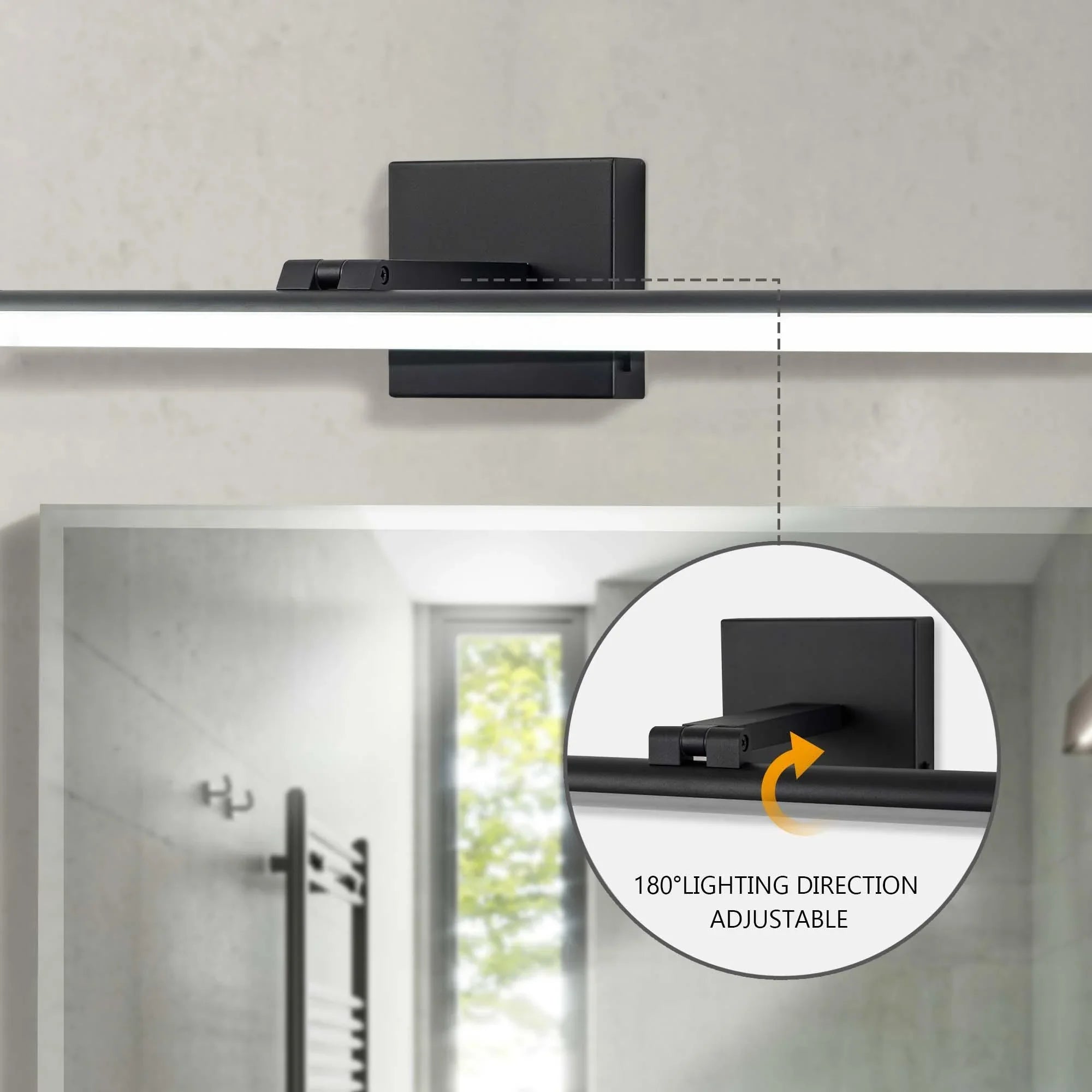 31.5" 5CCT Dimmable Black LED Bath Bar 180° Adjust