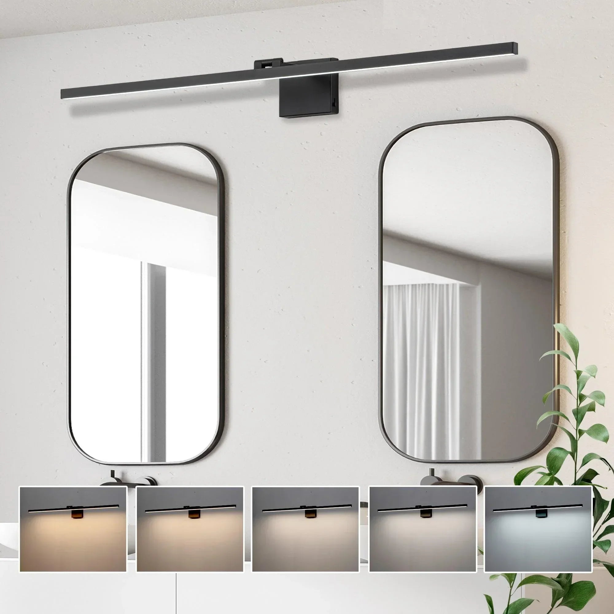 39.4" 5CCT Dimmable Black LED Bath Bar 180° Adjust