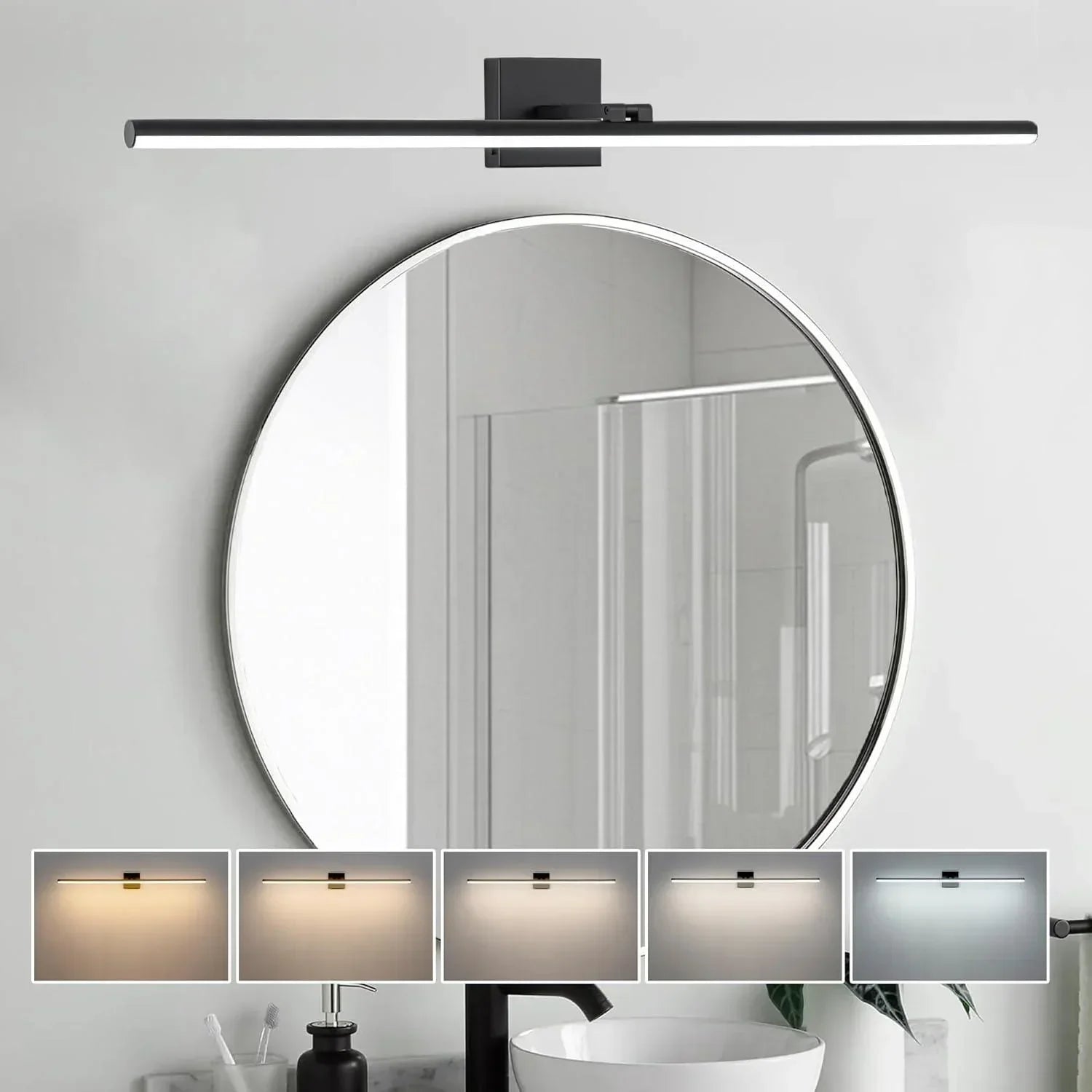 39.4" 5CCT Dimmable Black LED Bath Bar 180° Adjust