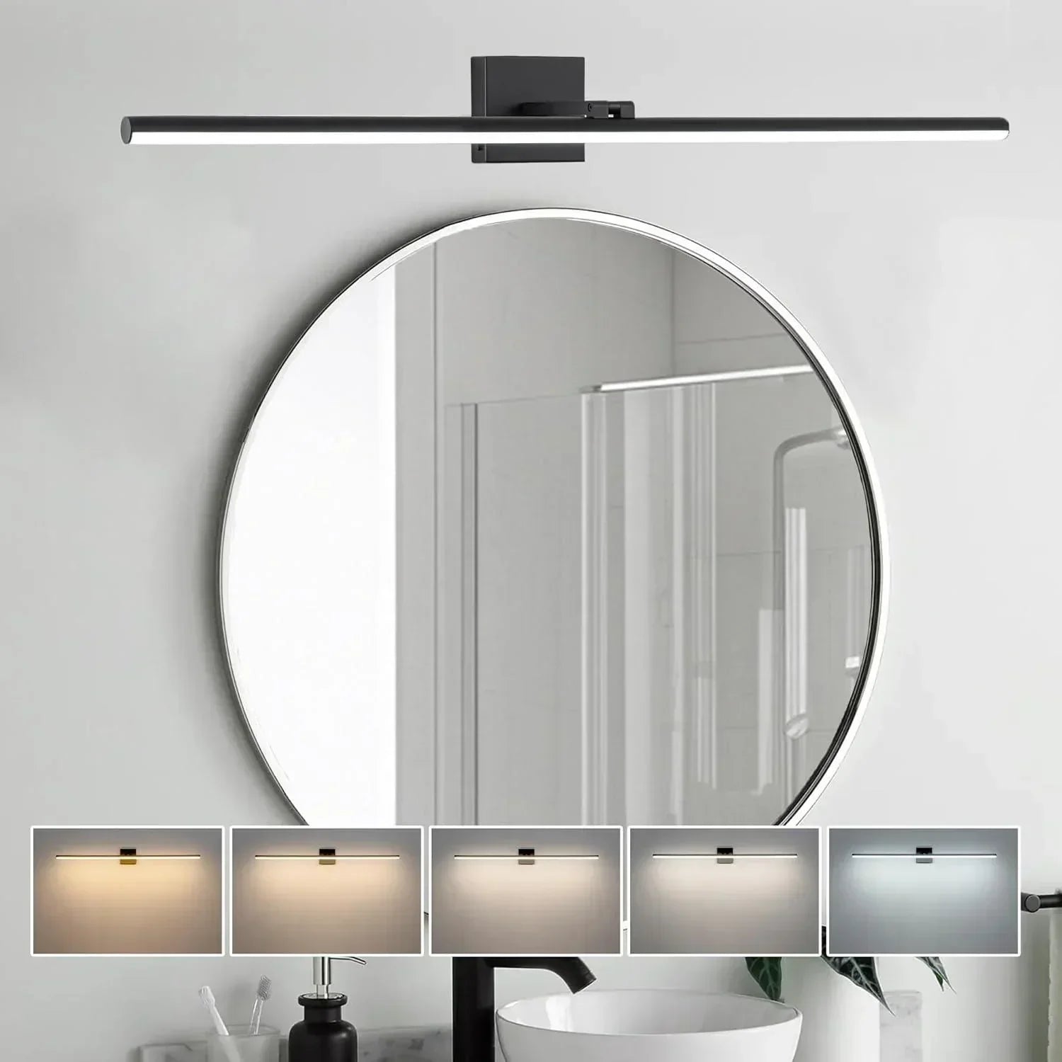 39.4" 5CCT Dimmable Black LED Bath Bar 180° Adjust