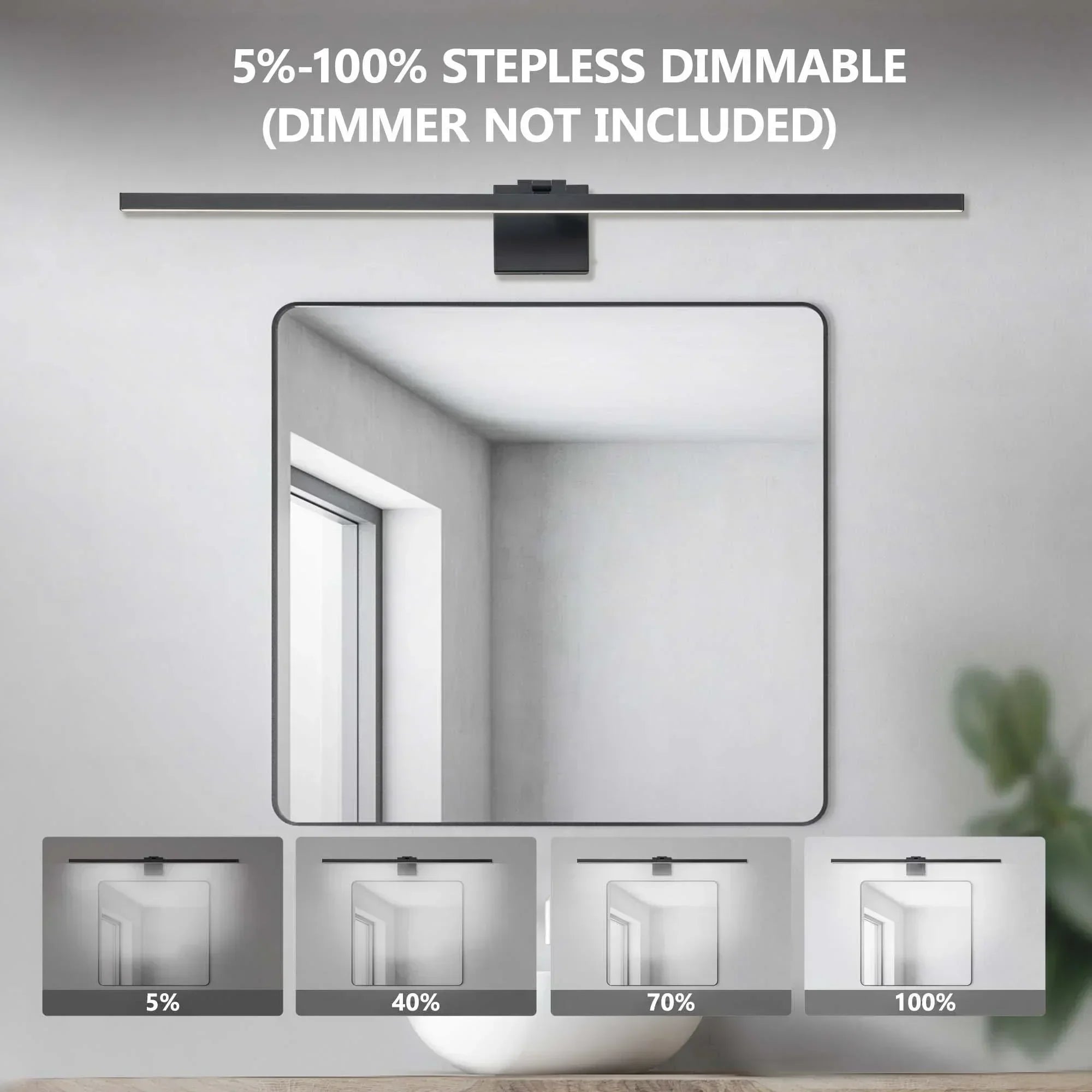 39.4" 5CCT Dimmable Black LED Bath Bar 180° Adjust