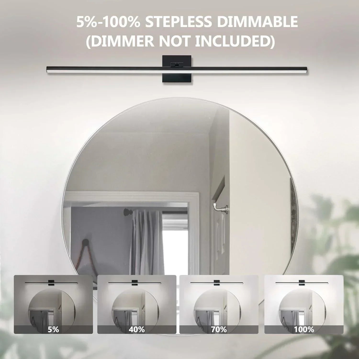 39.4" 5CCT Dimmable Black LED Bath Bar 180° Adjust