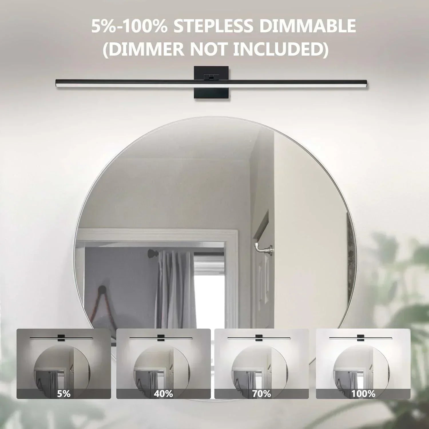 39.4" 5CCT Dimmable Black LED Bath Bar 180° Adjust