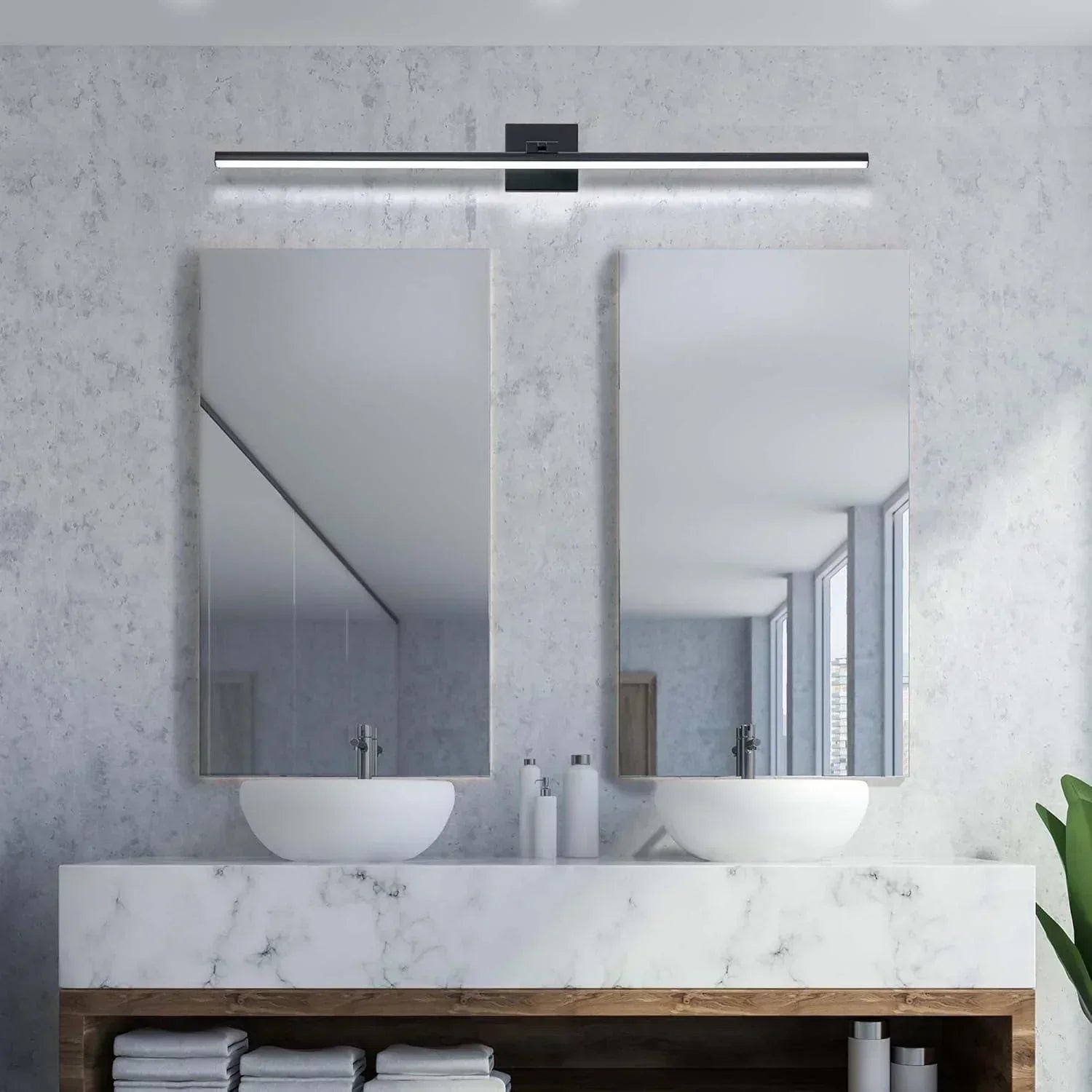 39.4" 5CCT Dimmable Black LED Bath Bar 180° Adjust