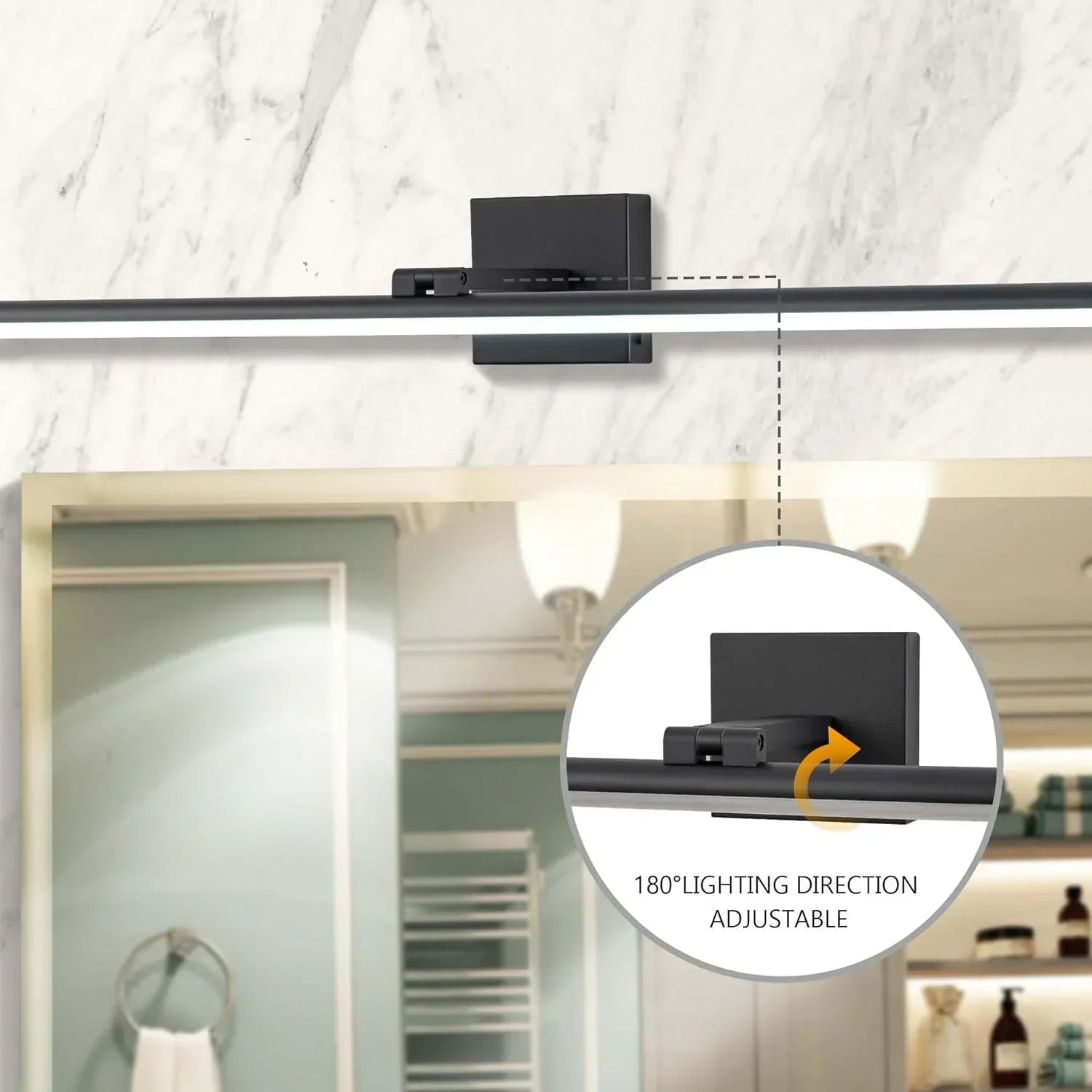 39.4" 5CCT Dimmable Black LED Bath Bar 180° Adjust