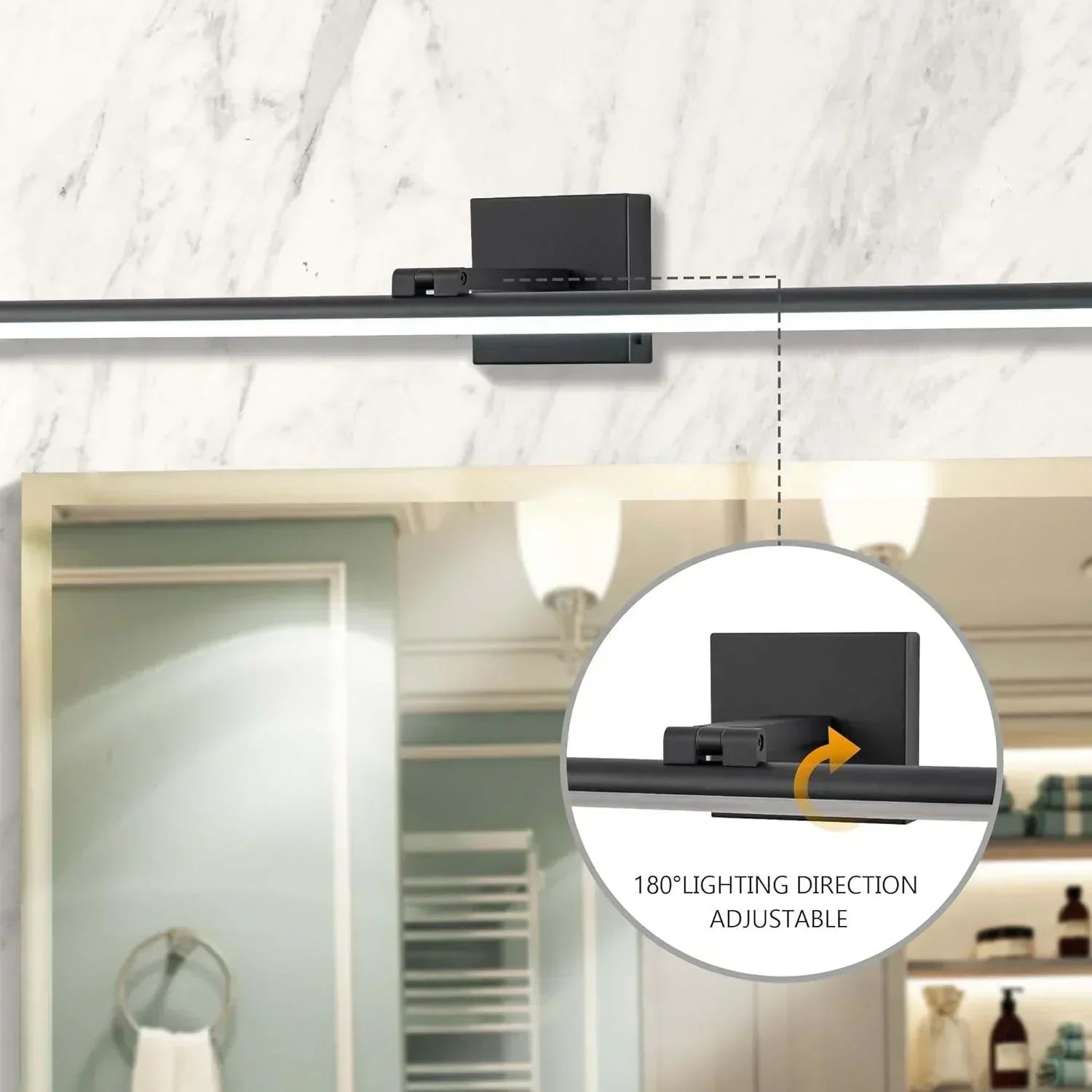 39.4" 5CCT Dimmable Black LED Bath Bar 180° Adjust