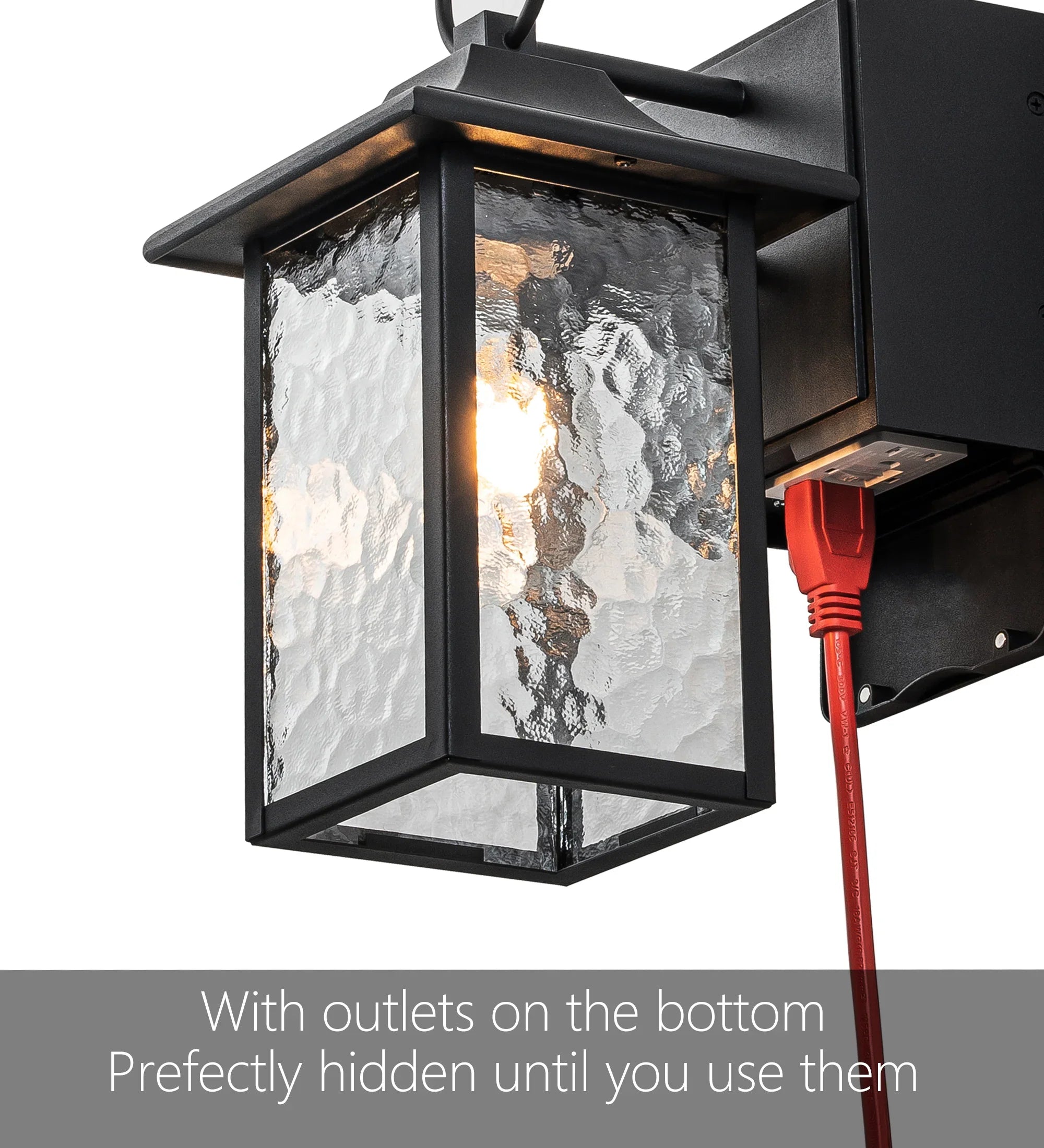 Dusk to Dawn Black Outdoor Wall Lights with GFCI Outlet - FTL Outdoor Wall Lighting LED Light Bulbs