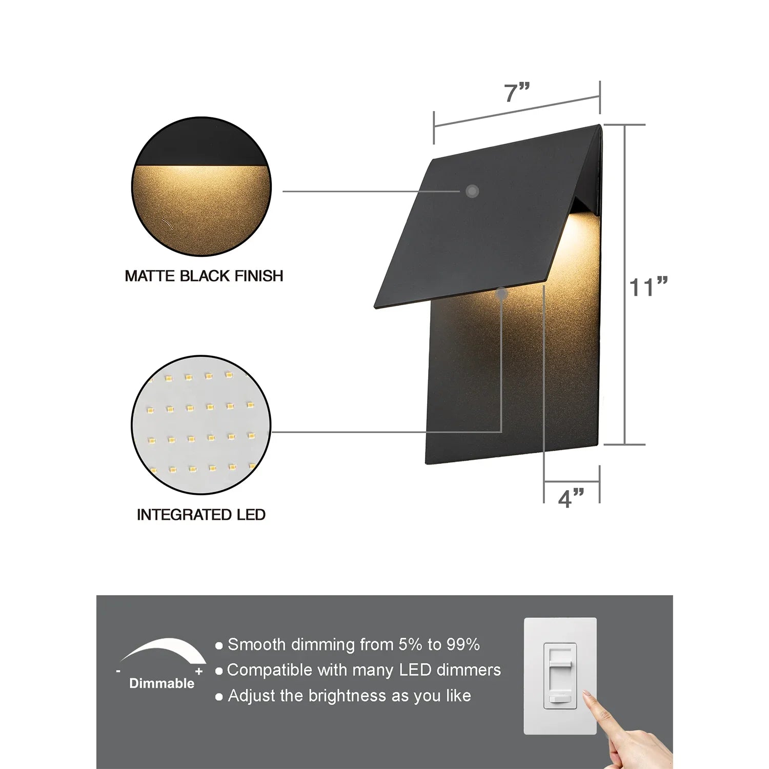 11" LED Outdoor Wall Lights Matte Black - FTL Outdoor Wall Lighting LED Light Bulbs