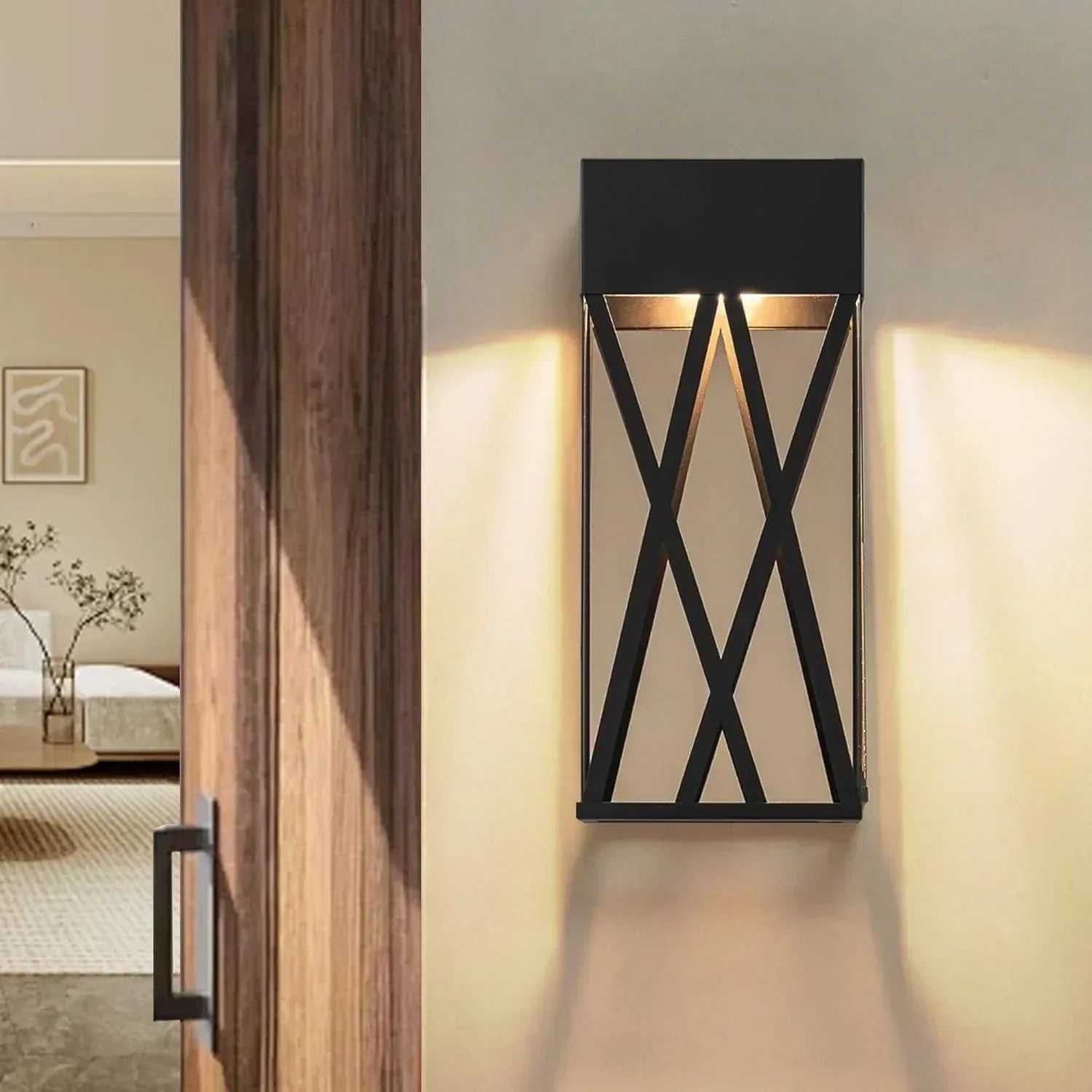 14" Black LED Outdoor Wall Lights with Gold Interior - FTL Outdoor Wall Lighting LED Light Bulbs