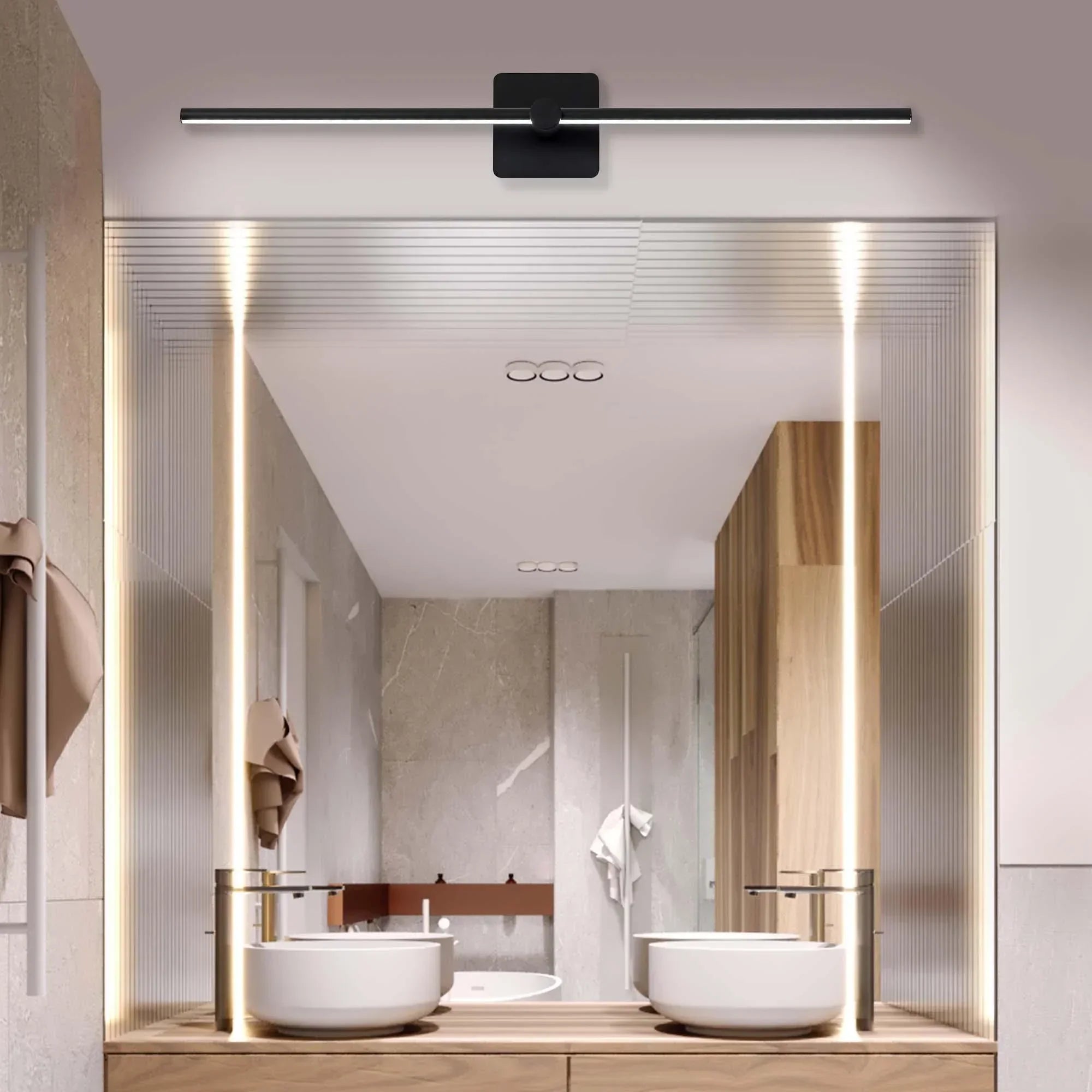 31.5" 5CCT Dimmable Black LED Bath Bar Non-Adjust - FTL Outdoor Wall Lighting LED Light Bulbs