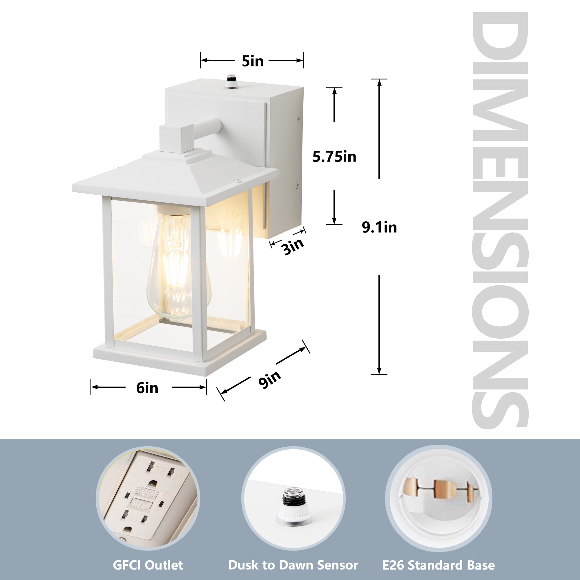 Dusk to Dawn Outdoor Wall Lights with GFCI Outlet - FTL Outdoor Wall Lighting LED Light Bulbs