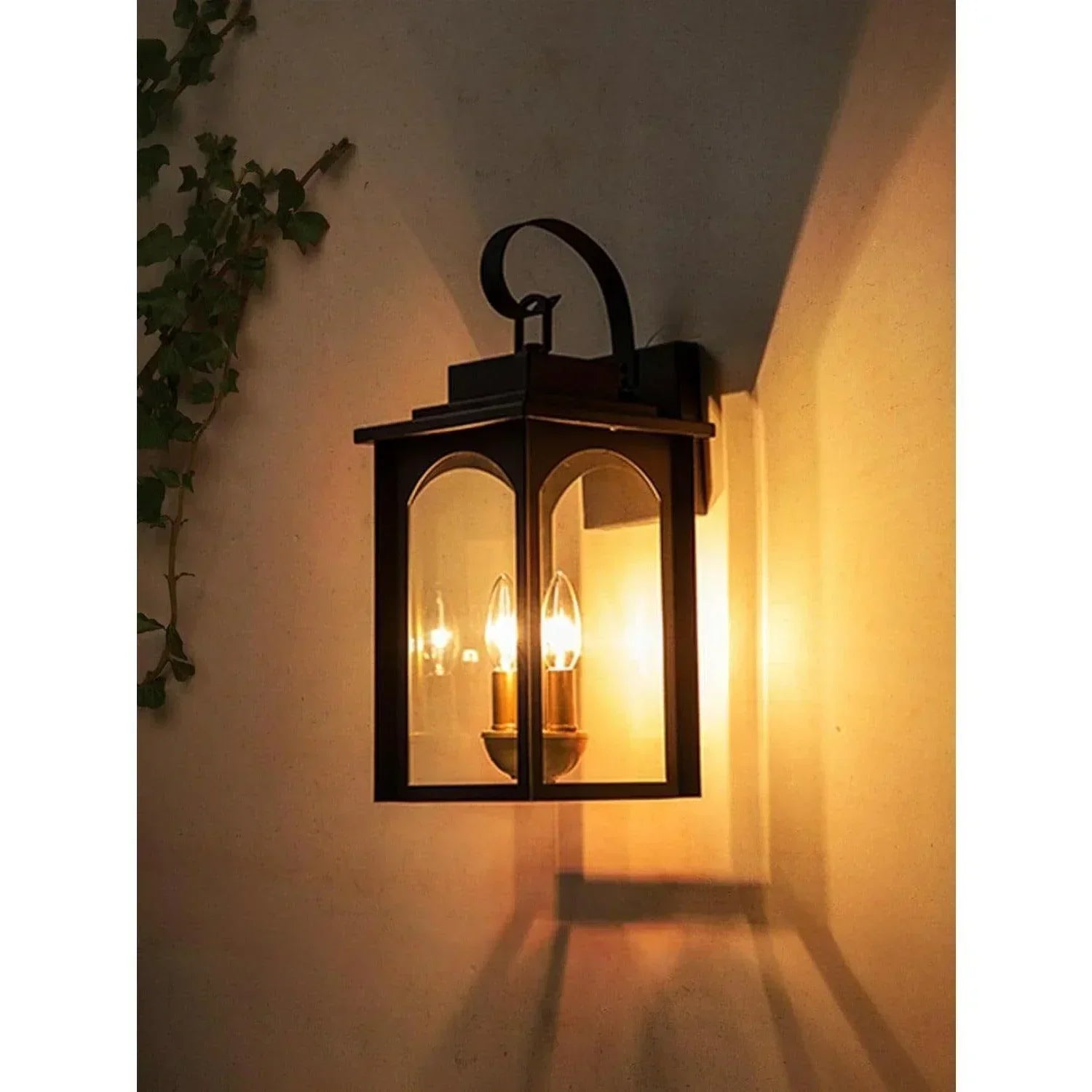 Black Outdoor Wall Lights with Gold Candelabra - FTL Outdoor Wall Lighting LED Light Bulbs