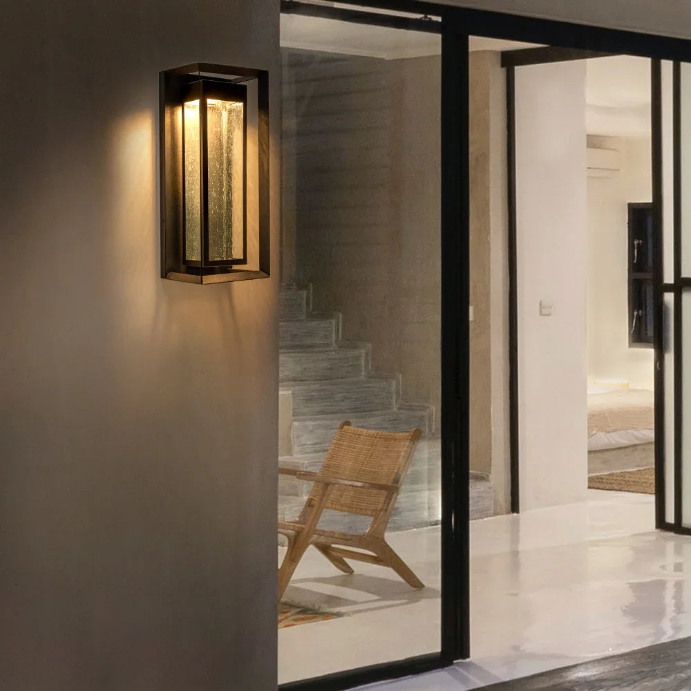LED Outdoor Wall Sconce with seeded Glass