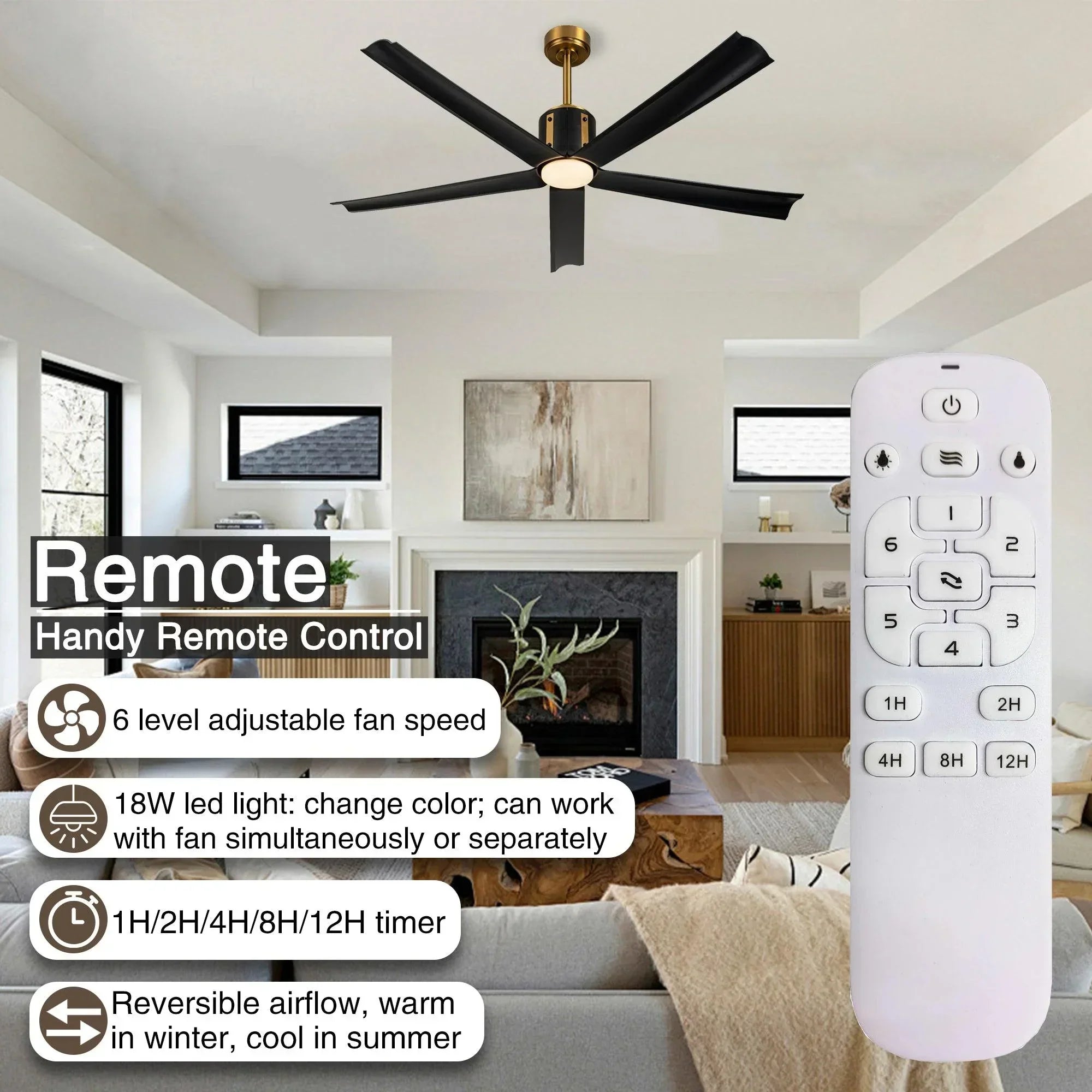 60" Ceiling Fan with LED Lights and Remote