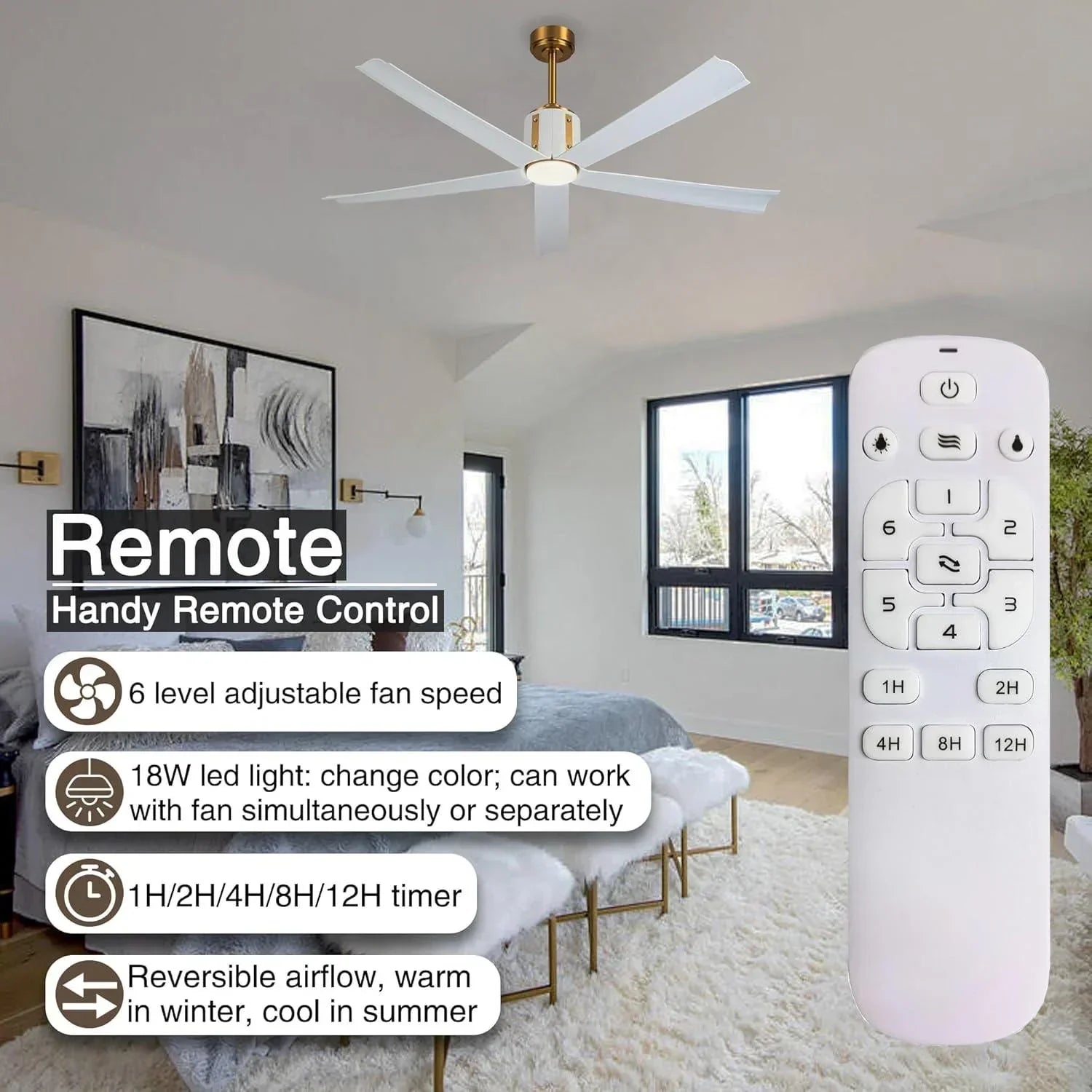 60" Ceiling Fan with LED Lights and Remote