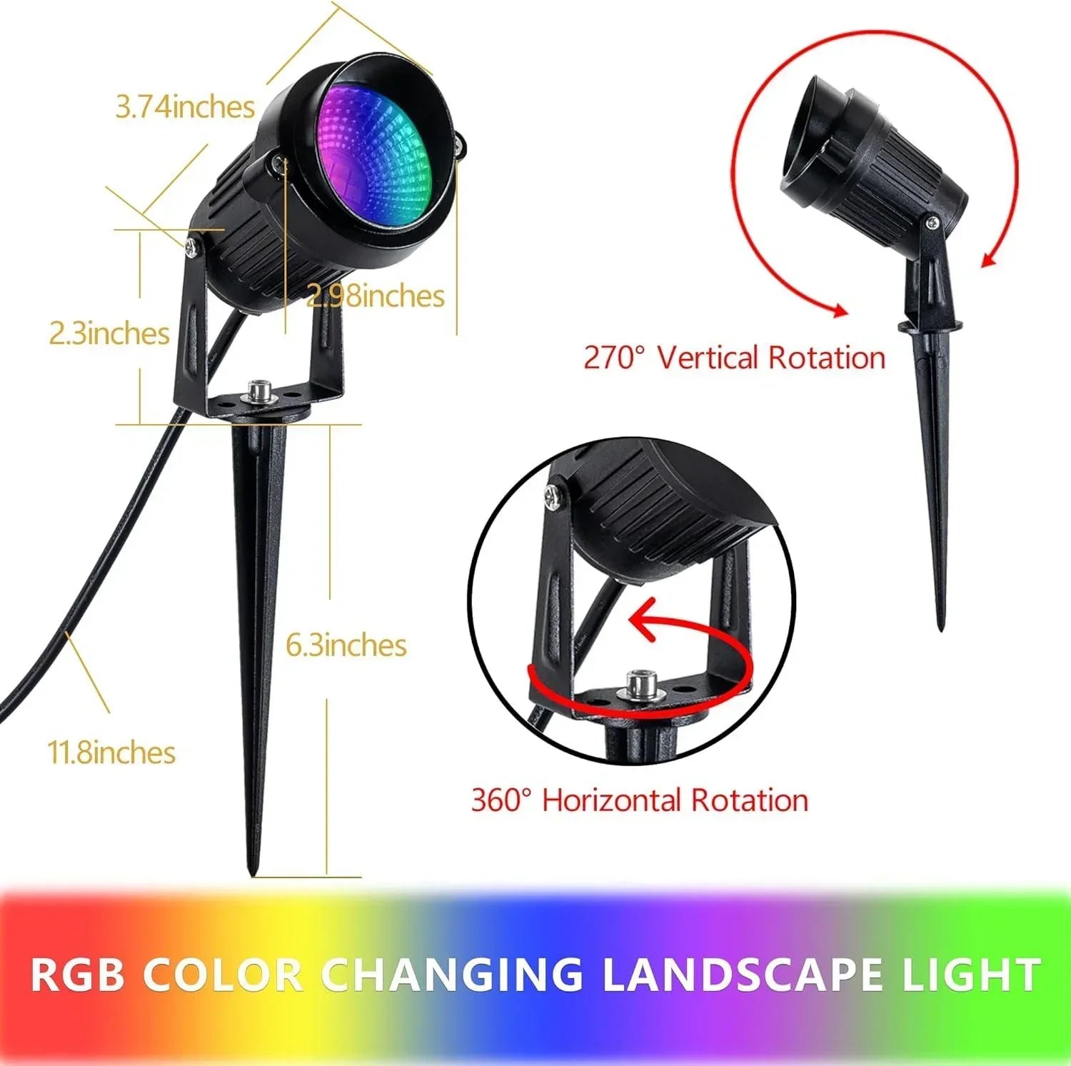RGB LED Landscape Spotlight with Remote - FTL Outdoor Wall Lighting LED Light Bulbs