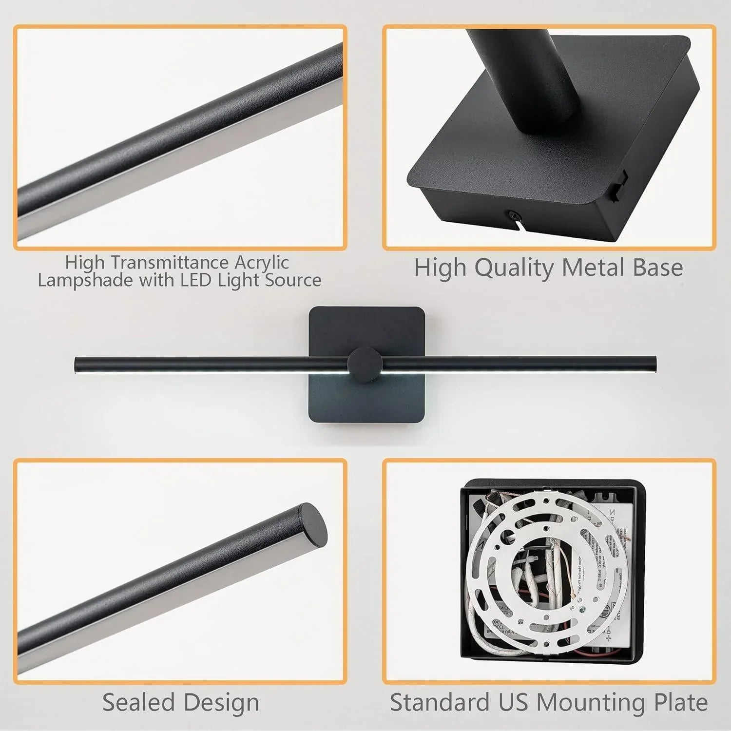 22.8" 5CCT Dimmable Black LED Bath Bar Non-Adjust - FTL Outdoor Wall Lighting LED Light Bulbs