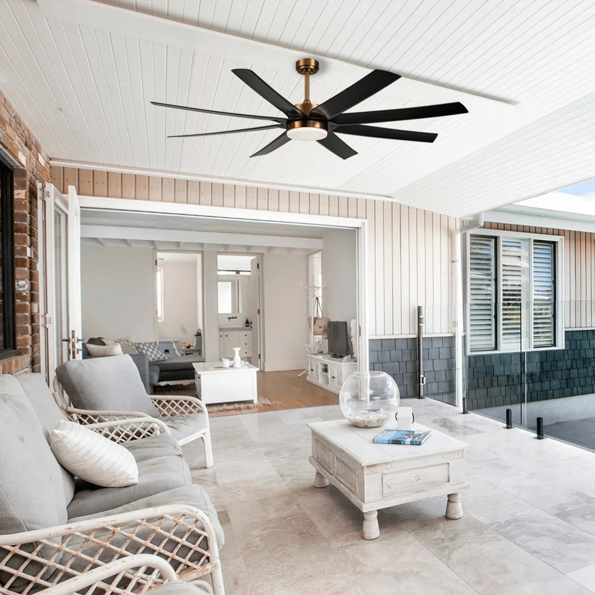 72" Black Ceiling Fans with LED Lights and Remote