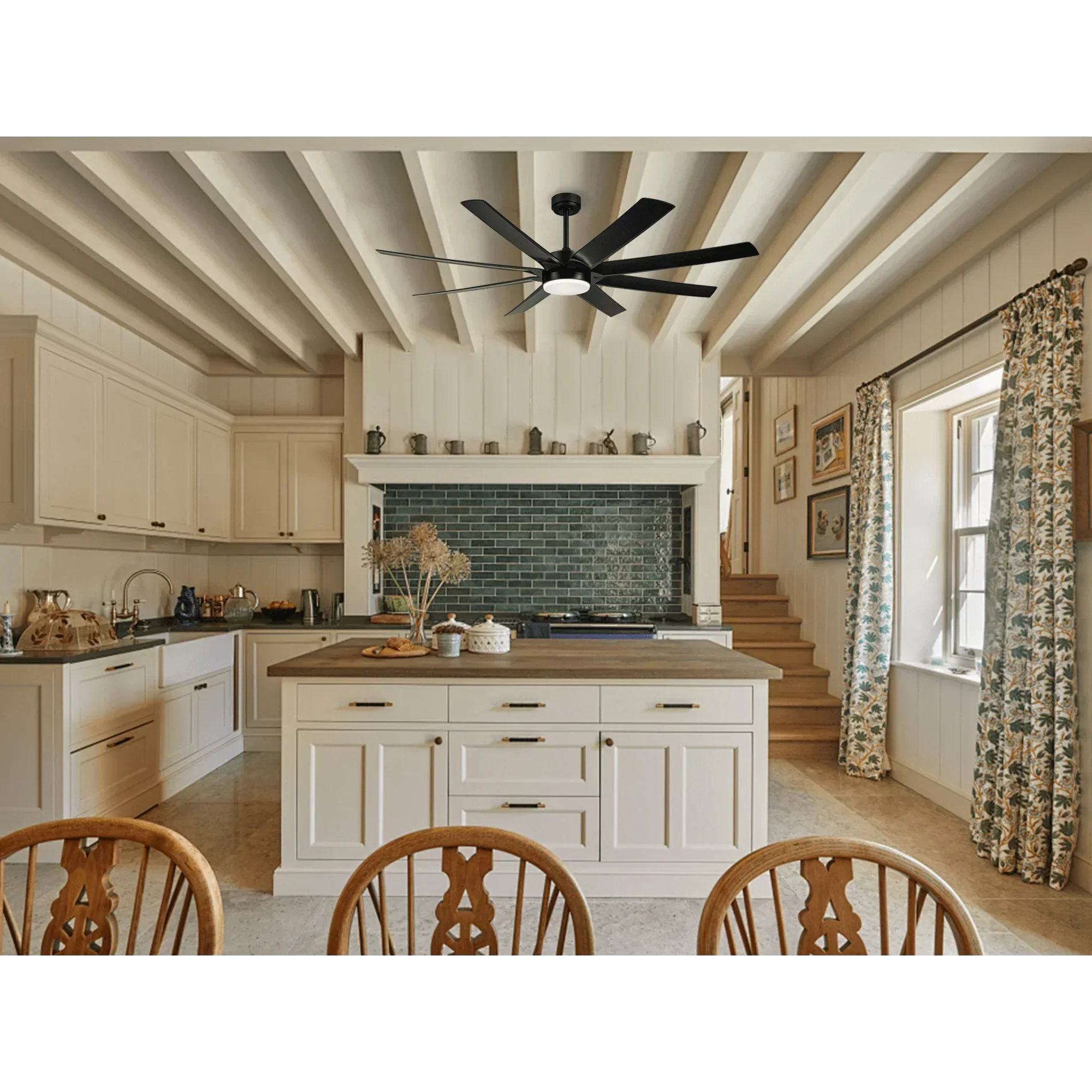 72" Black Ceiling Fans with LED Lights and Remote