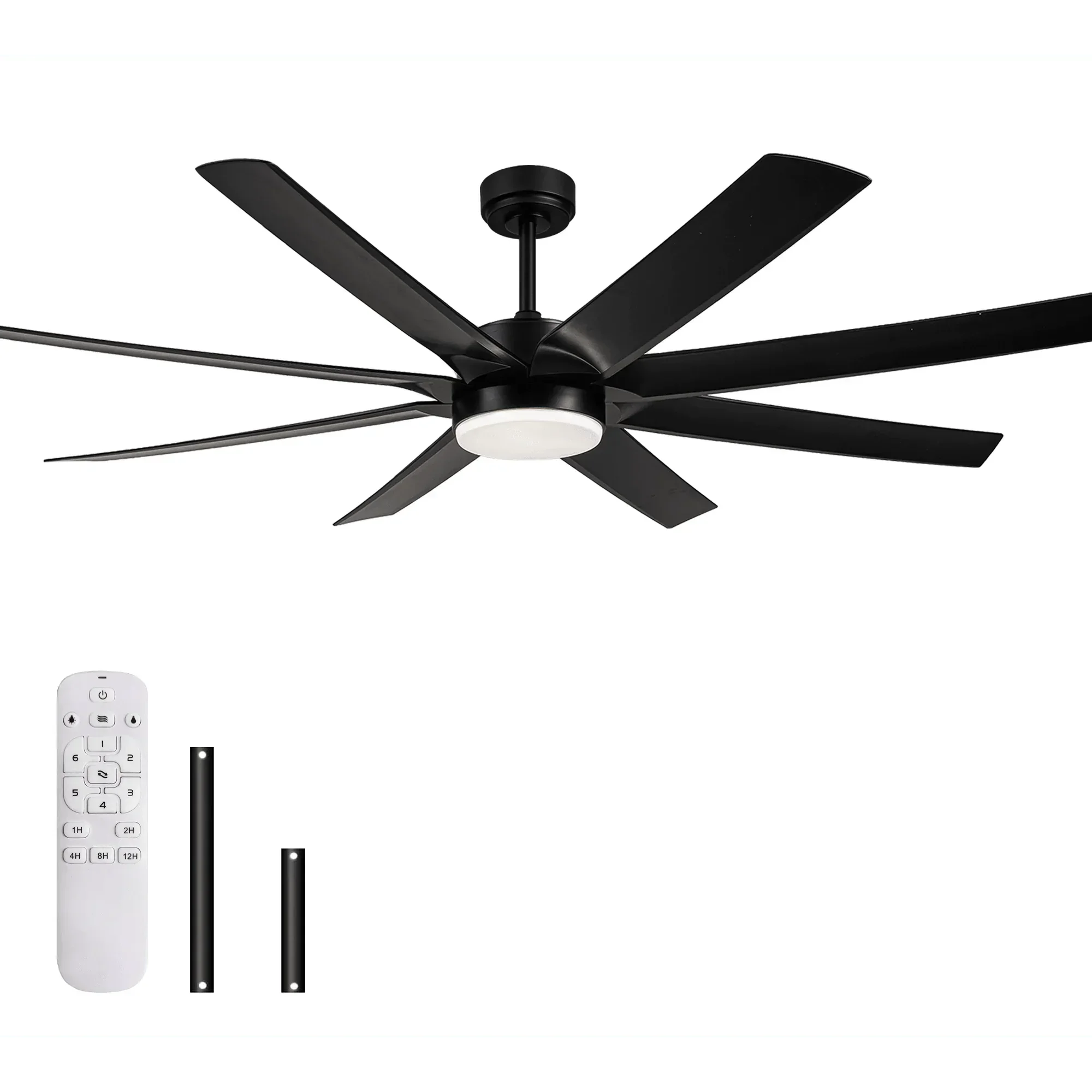 72" Black Ceiling Fans with LED Lights and Remote