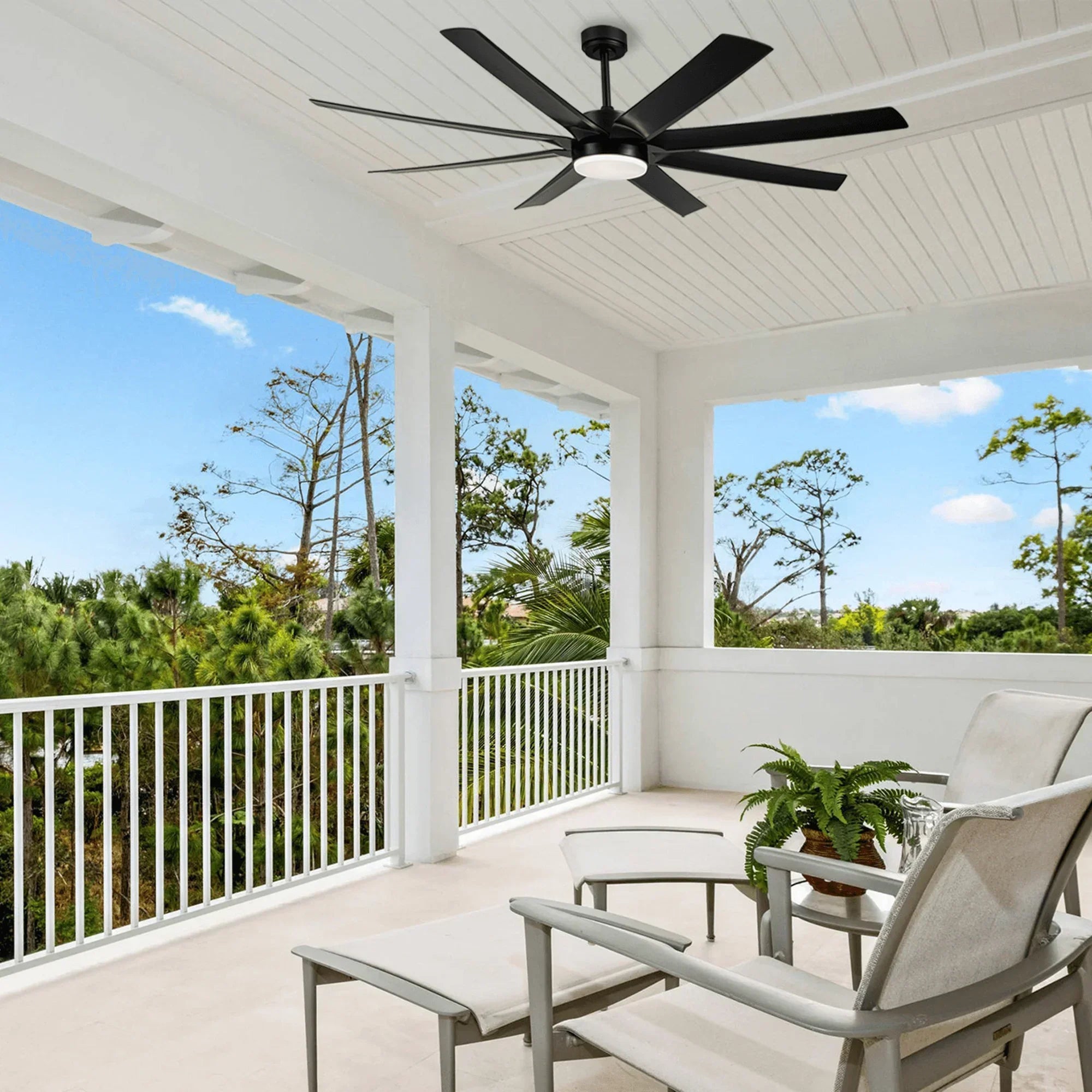 72" Black Ceiling Fans with LED Lights and Remote