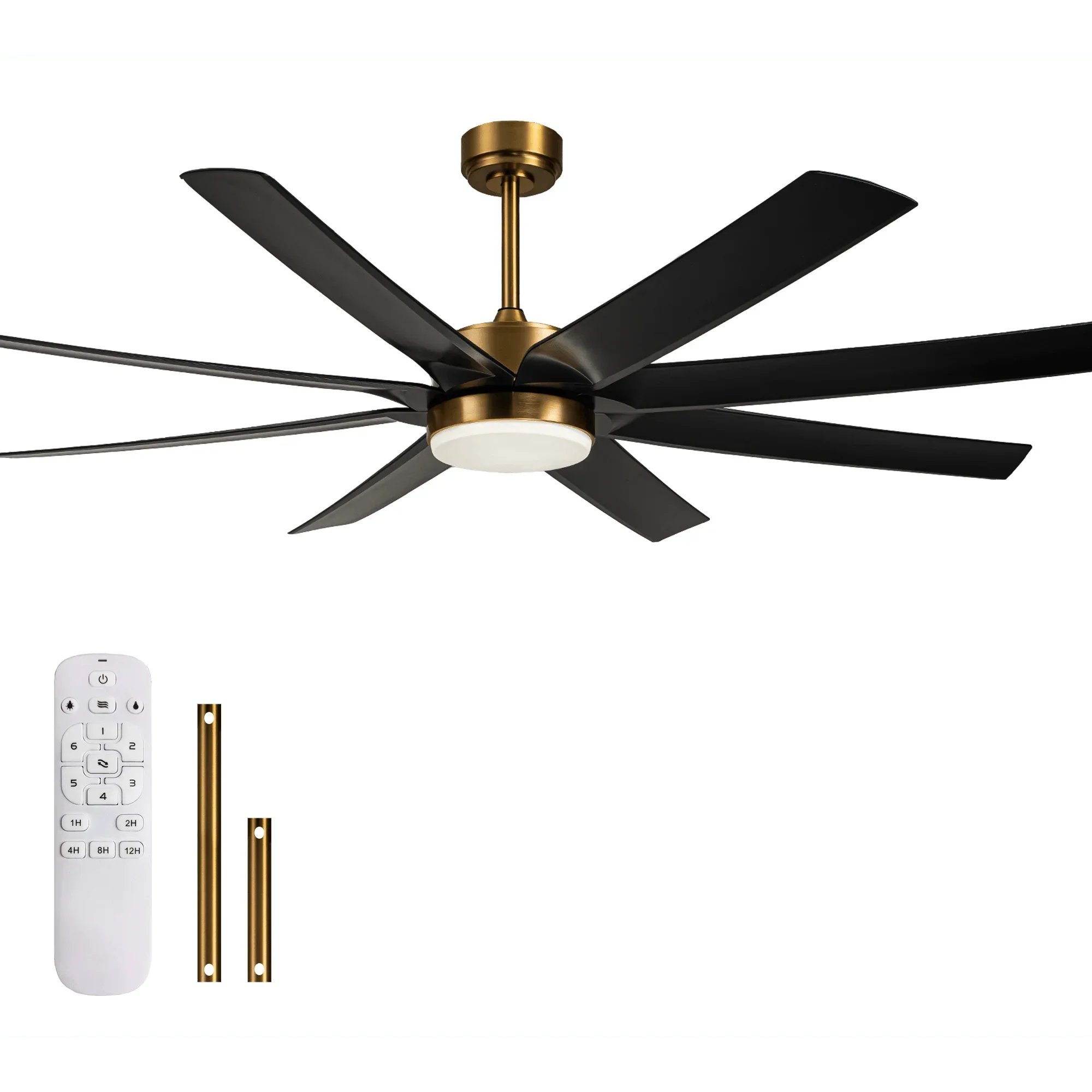 72" Black Ceiling Fans with LED Lights and Remote