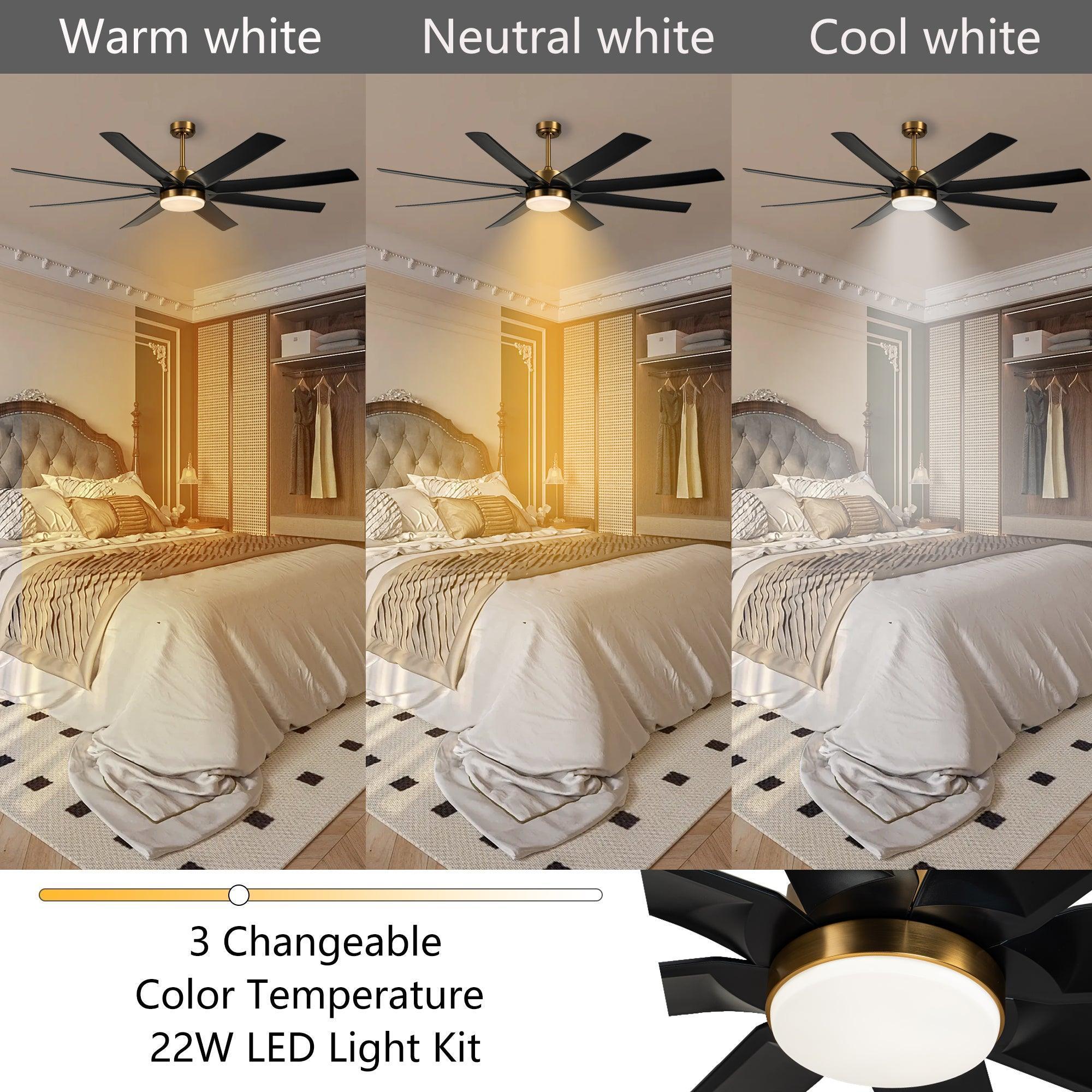 72" Black Ceiling Fans with LED Lights and Remote