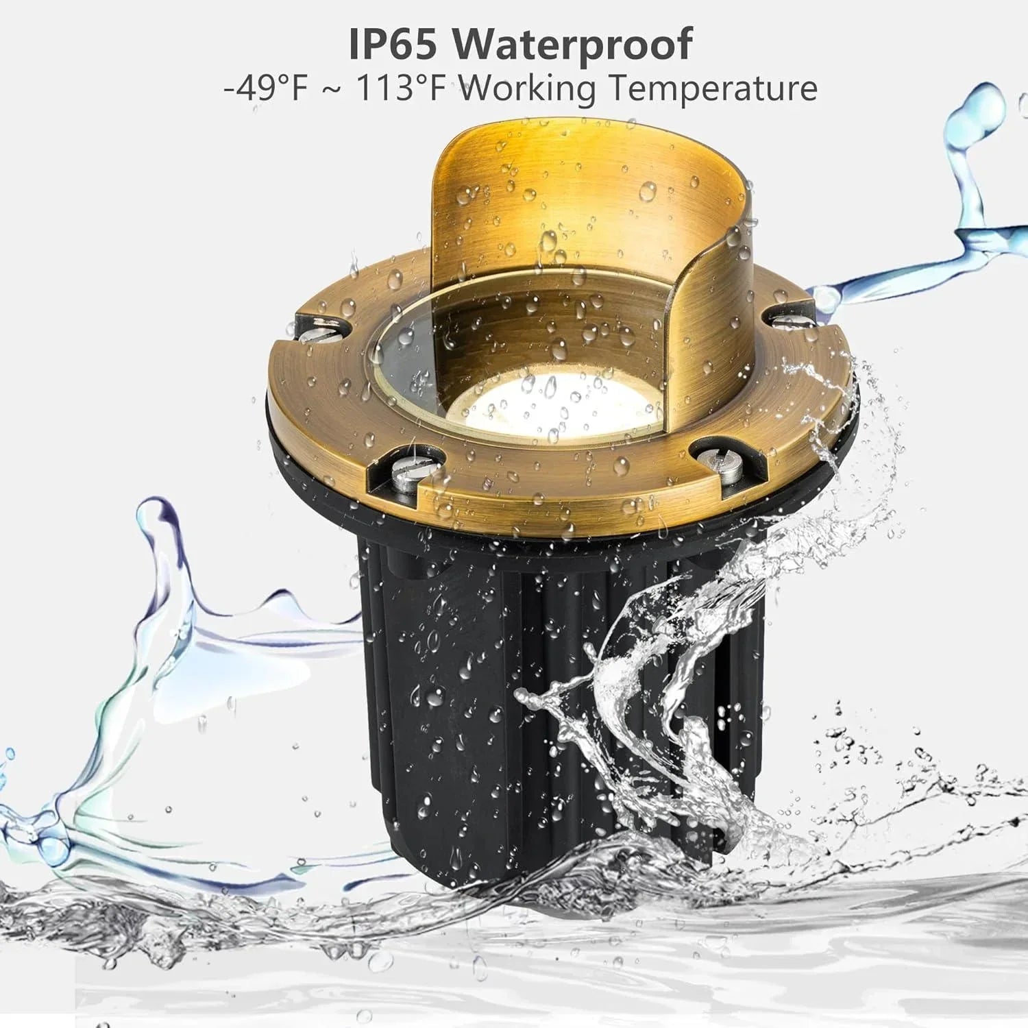 Brass In-Ground Well Light 3000K Warm White-LT2203B - FTL Outdoor Wall Lighting LED Light Bulbs