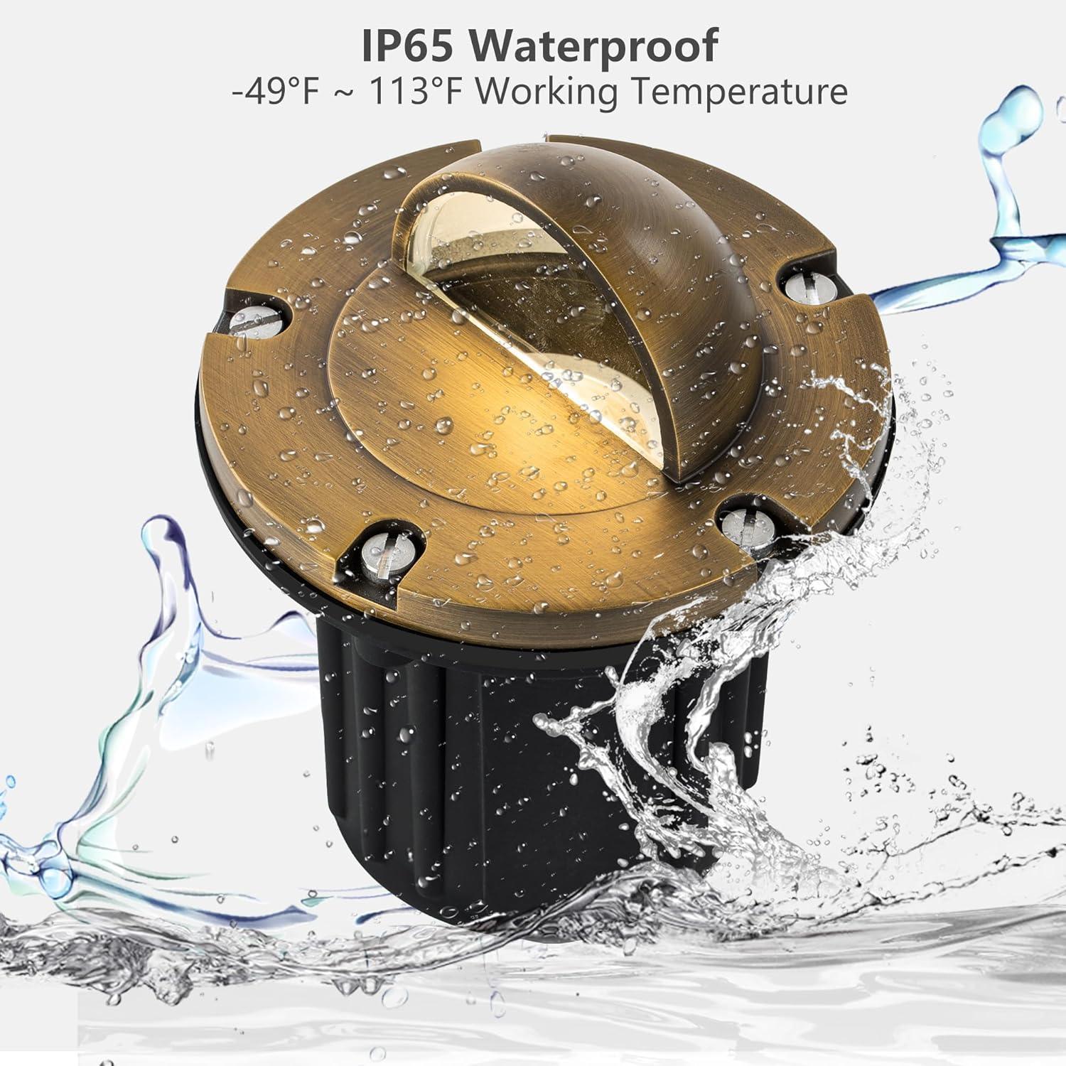 Brass In-Ground Well Light 3000K Warm White-LT2203A - FTL Outdoor Wall Lighting LED Light Bulbs