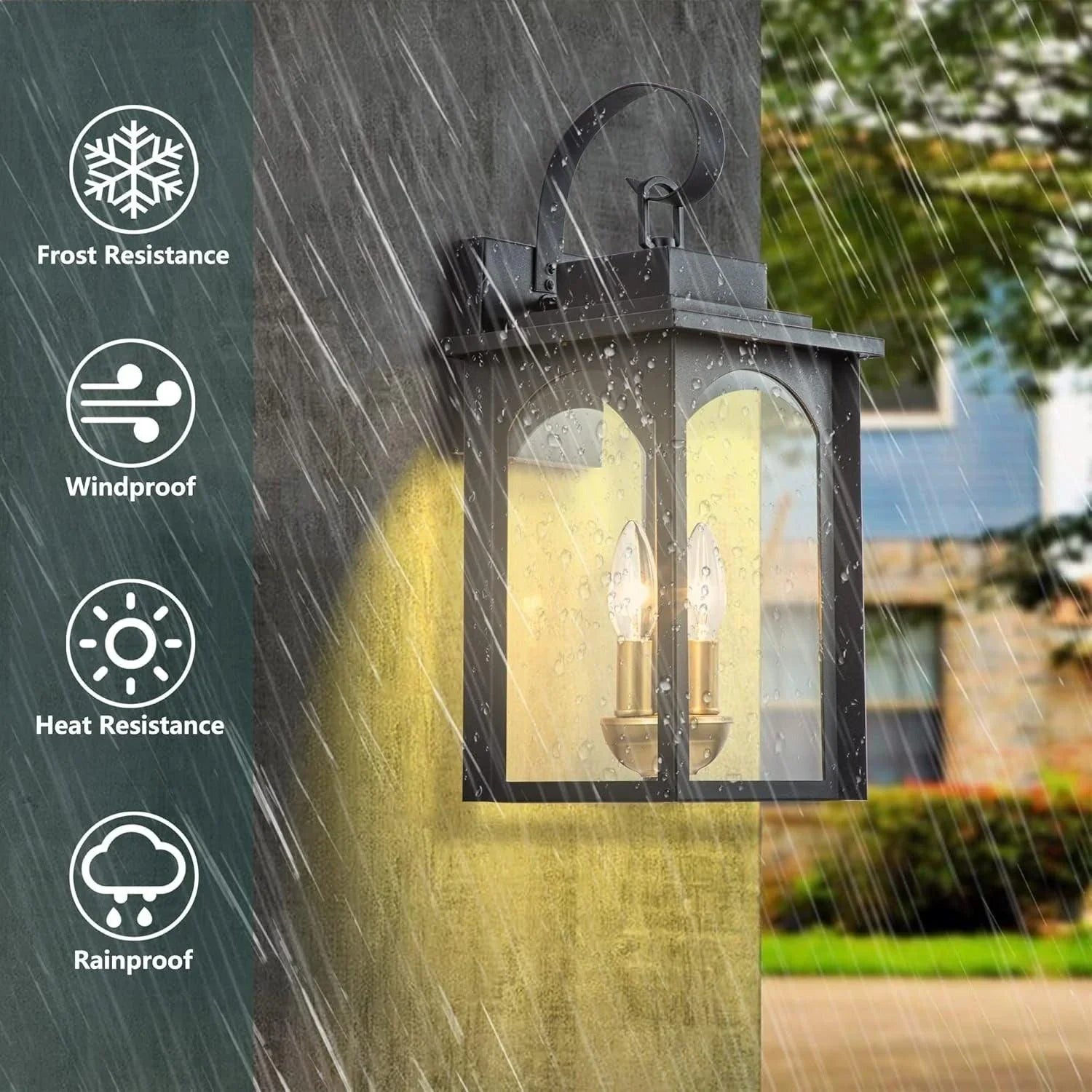 Black Outdoor Wall Lights with Gold Candelabra - FTL Outdoor Wall Lighting LED Light Bulbs